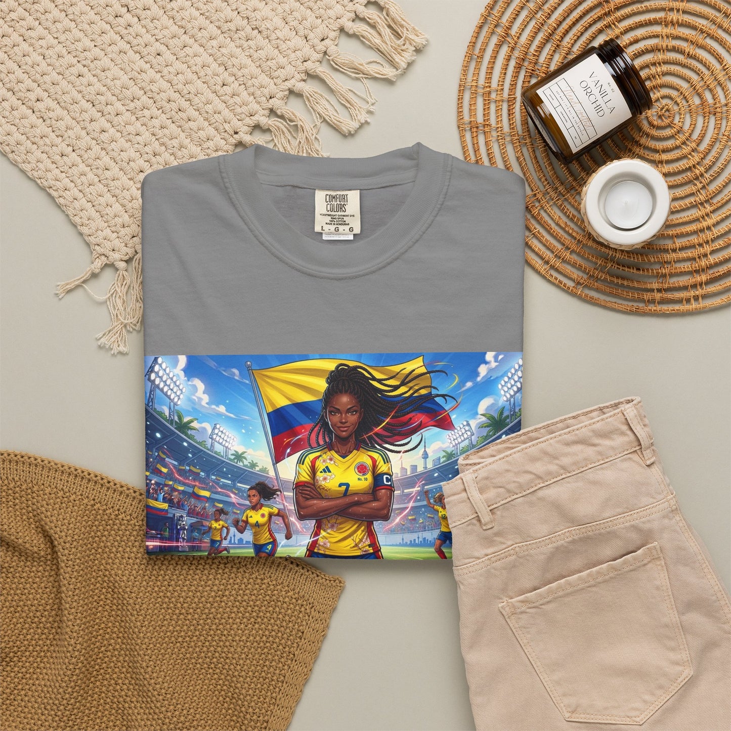 Soccer Champion Graphic T-Shirt — Woman Goalkeeper Stadium Art