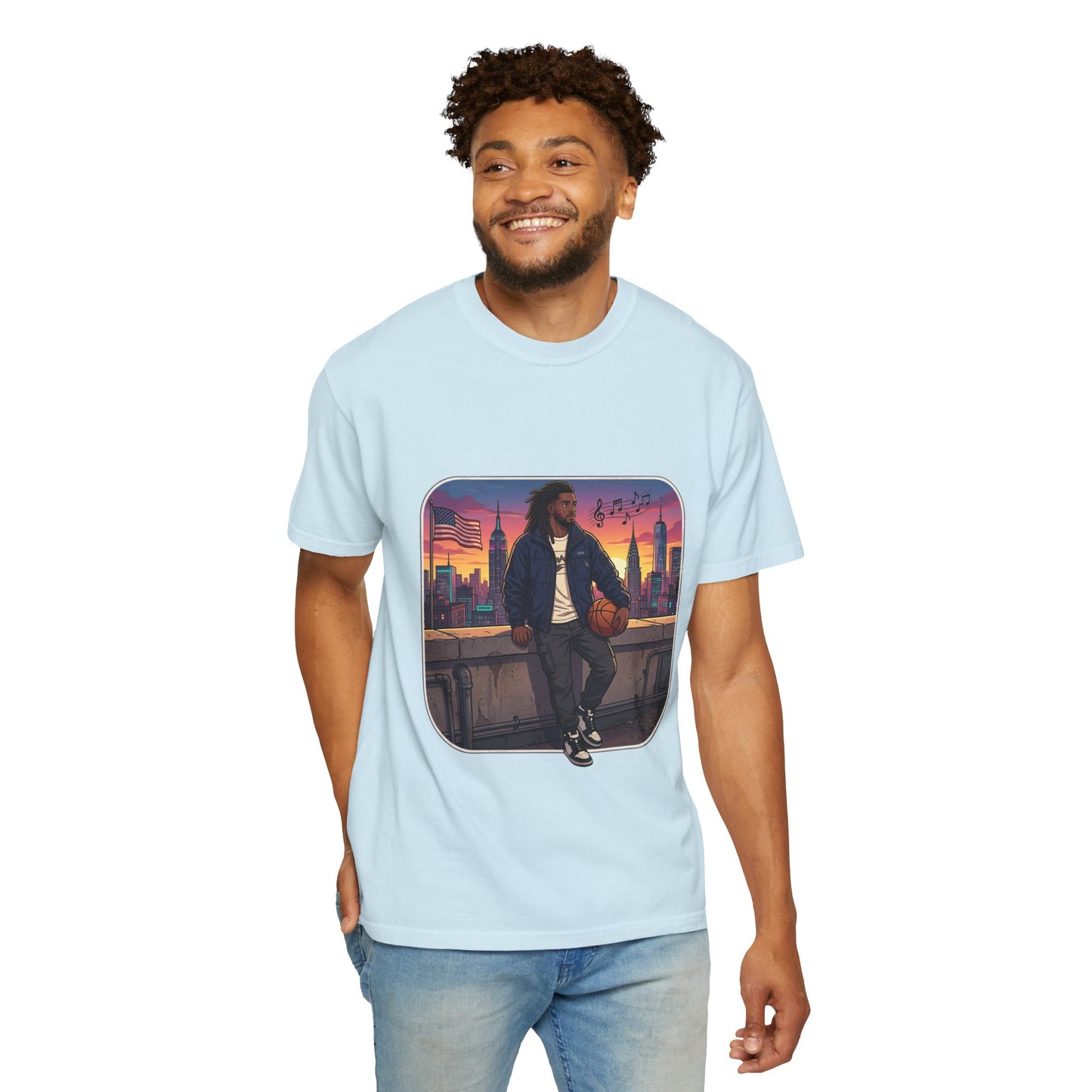 City Sunset Basketball Player T-Shirt — Urban Hoop Lifestyle Tee