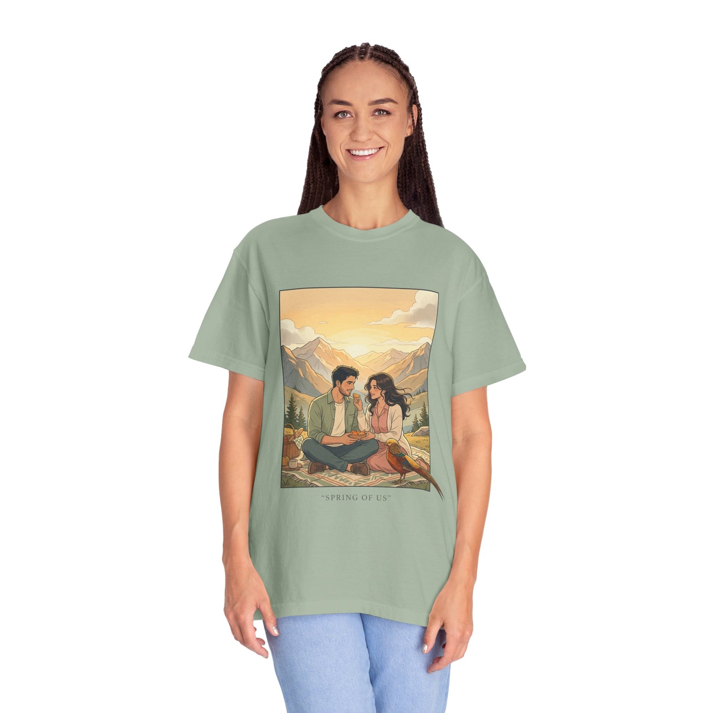 Couples Mountain Picnic T-Shirt — 'Opening Up' Scenic Graphic Tee
