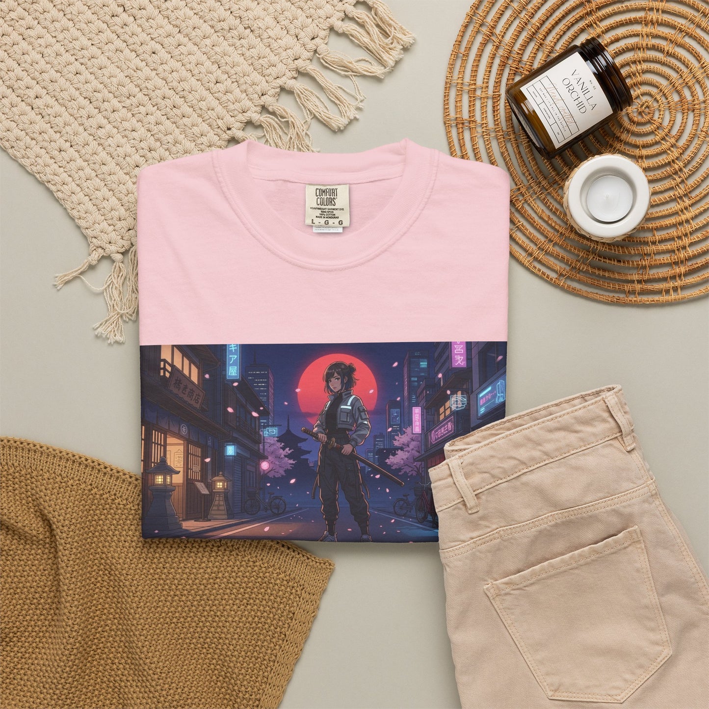 Cyberpunk Samurai T-Shirt — Neon Night Street Art Tee