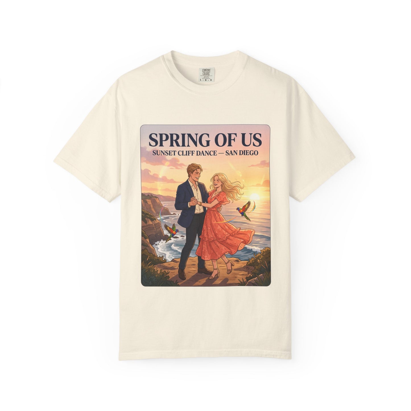 Spring of Us T‑Shirt — Sunset Cliff Dance San Diego Vintage Romance Tee