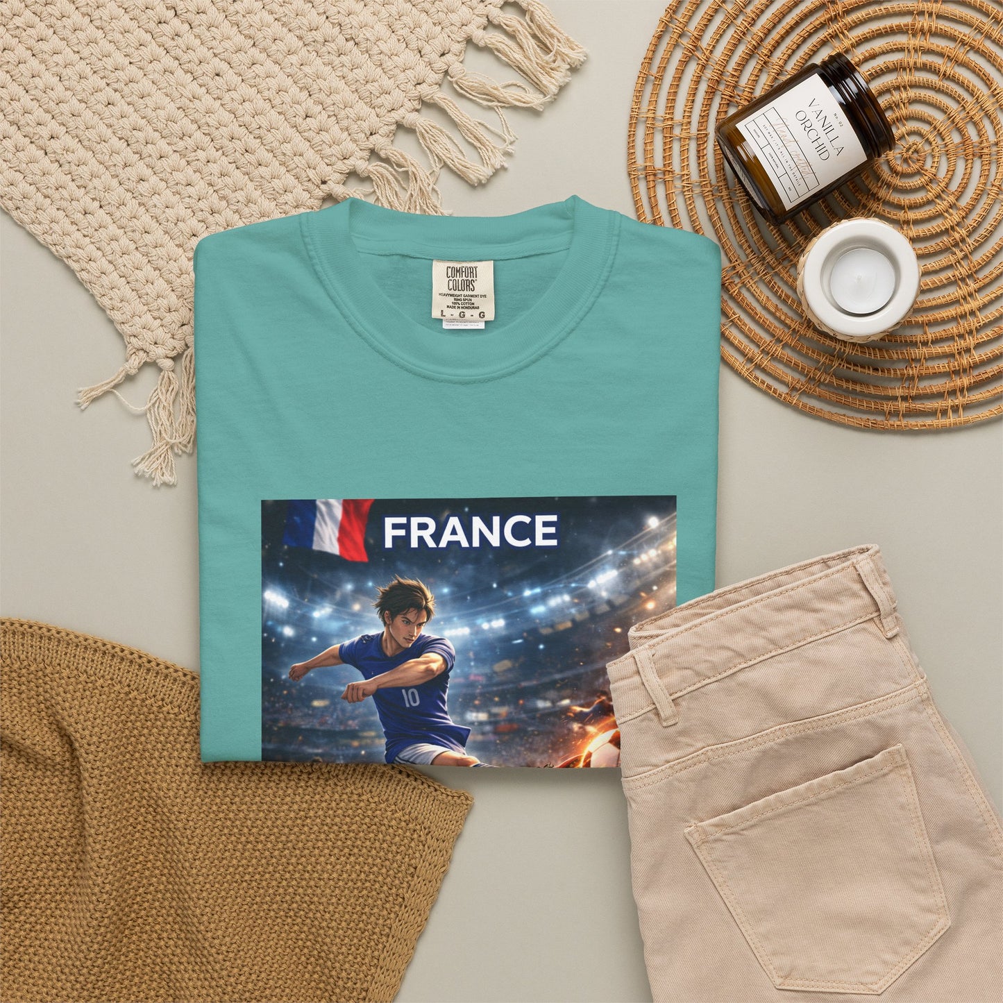 France Soccer Player Graphic T-Shirt — Football Kick Stadium Design