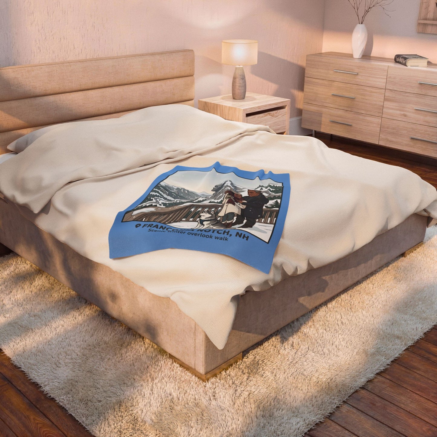Franconia Notch NH Scenic Winter Plush Blanket — Couples & Husky Snowview Throw