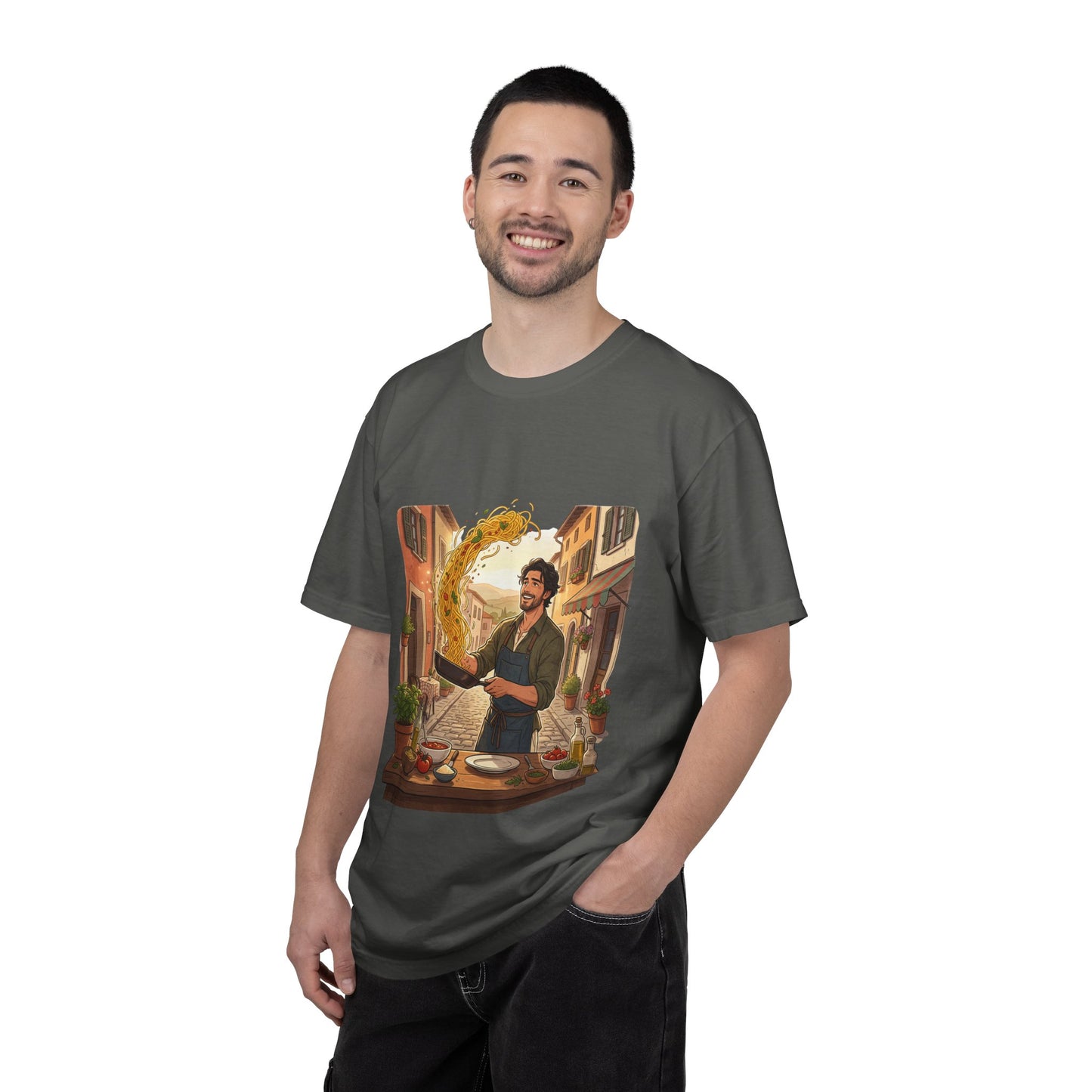 Italian Chef Pasta Toss T-Shirt — Vintage Street Kitchen Cooking Graphic Tee