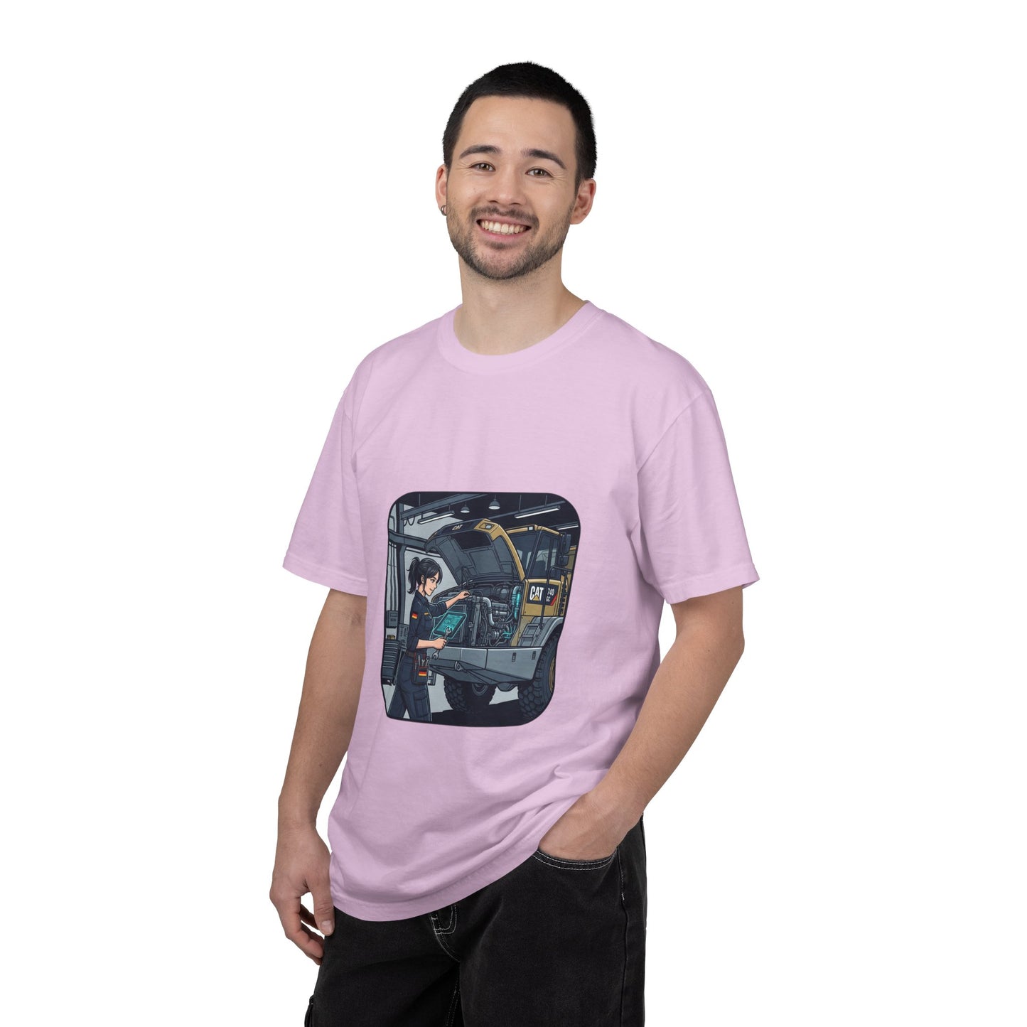 Mechanic Garage Scene T-Shirt — Vintage Truck Repair Illustration