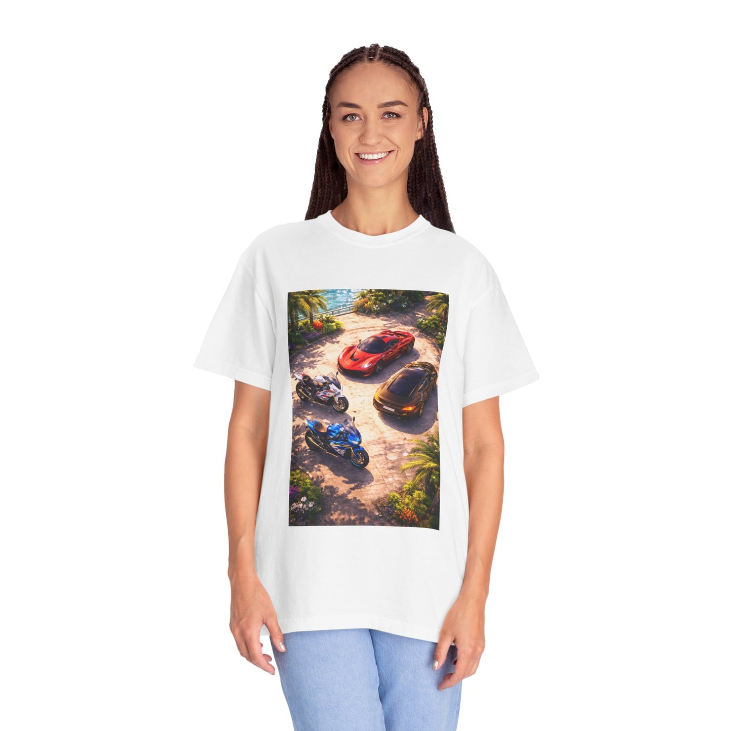 MULTI-VEHICLE - T-Shirt — Tropical Sports Cars & Motorbikes Print