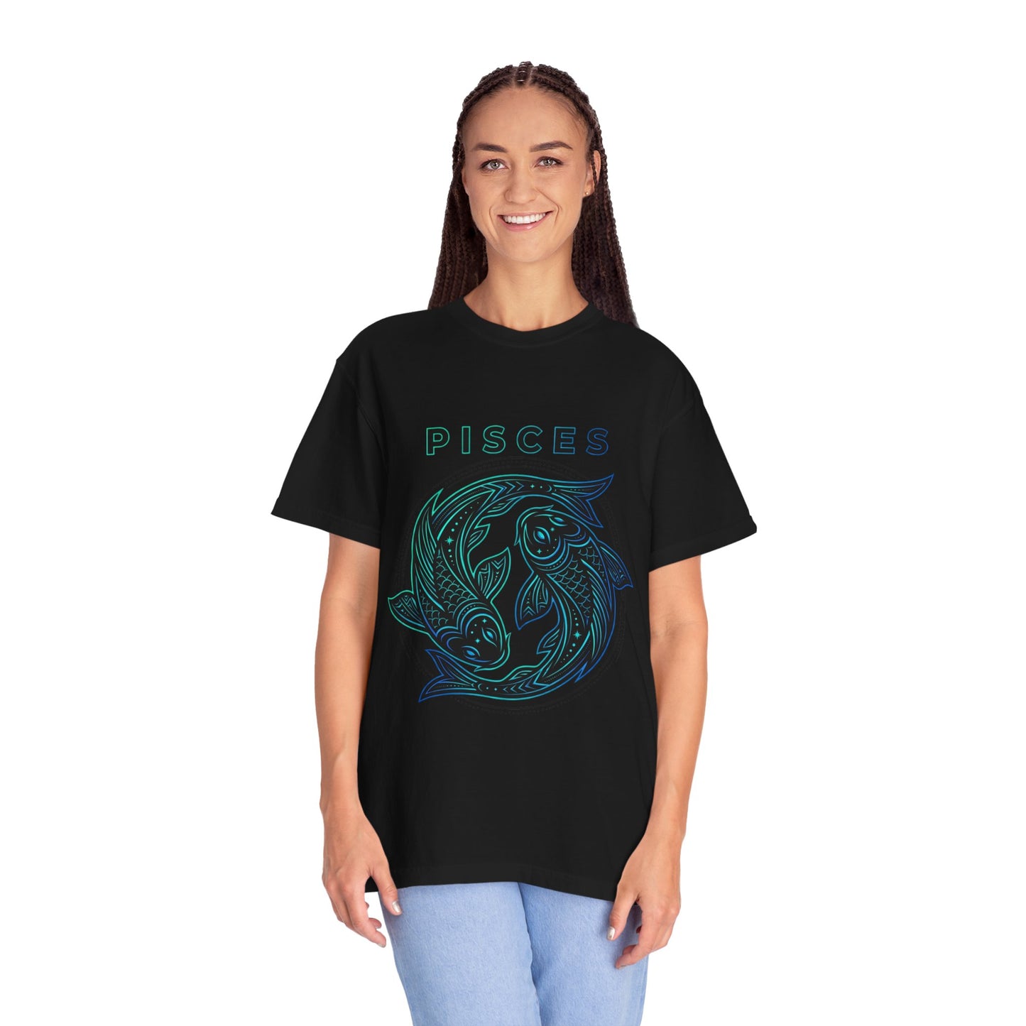 Pisces Zodiac T-Shirt — Artistic Twin Fish Astrology Tee