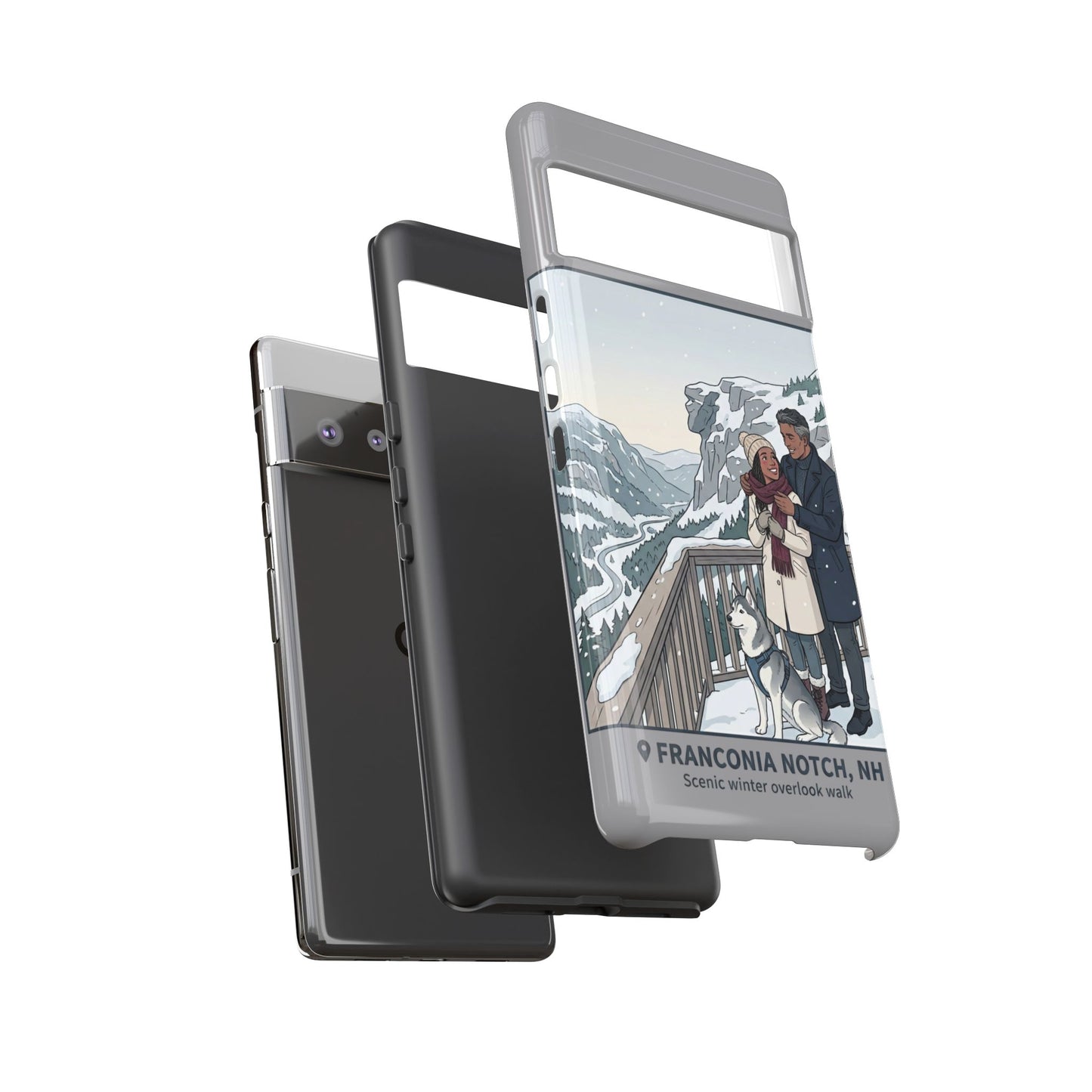 Winter Scenic Phone Case — Franconia Notch NH Couples & Husky Design