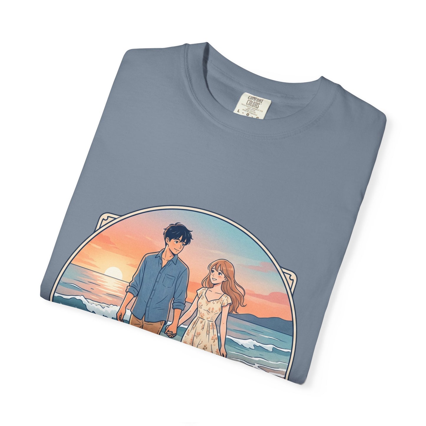 Sunset Lovers Beach T-Shirt — Romantic Couple Graphic Tee