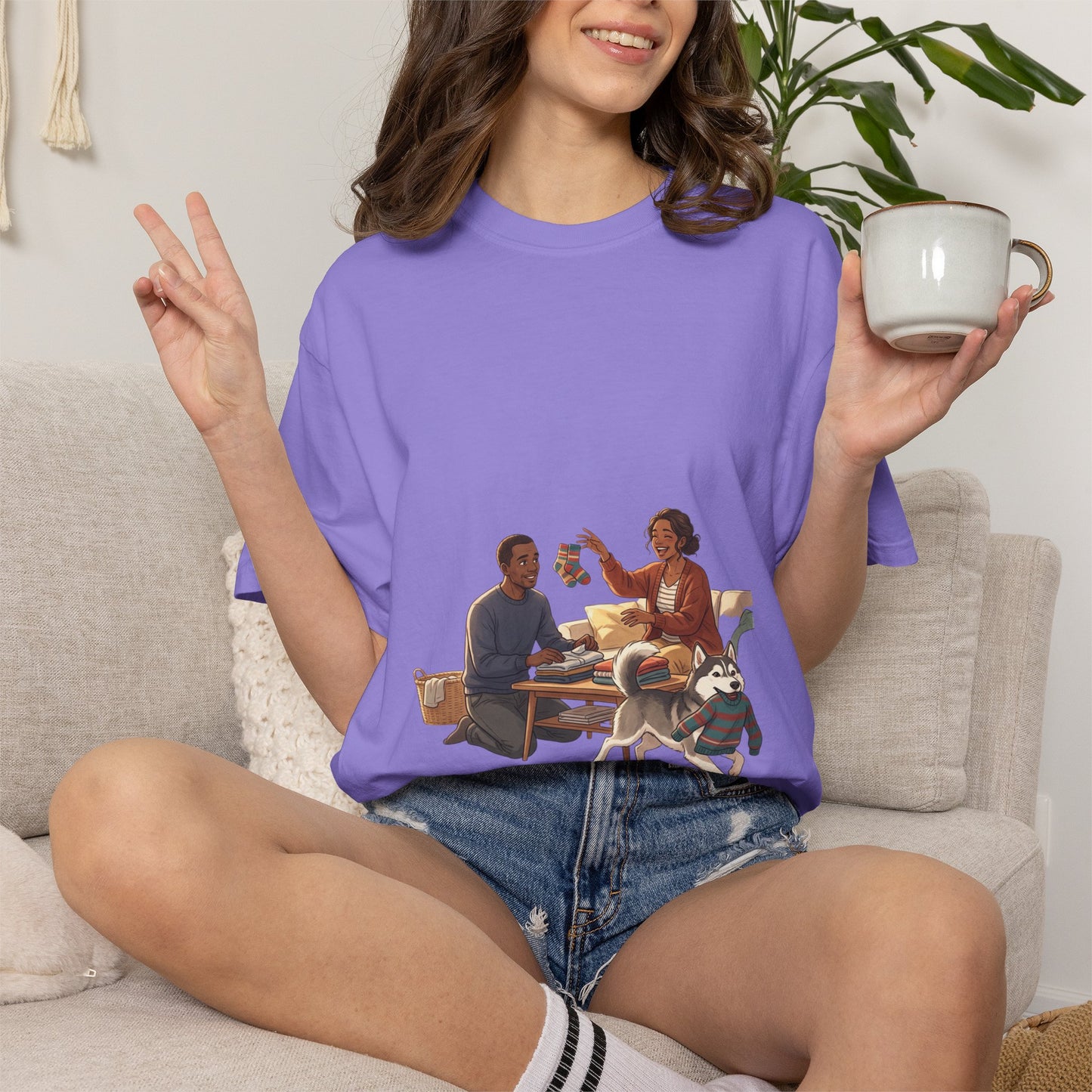 Picnic Cheers T-Shirt — Vintage Couple & Dog Illustration Tee