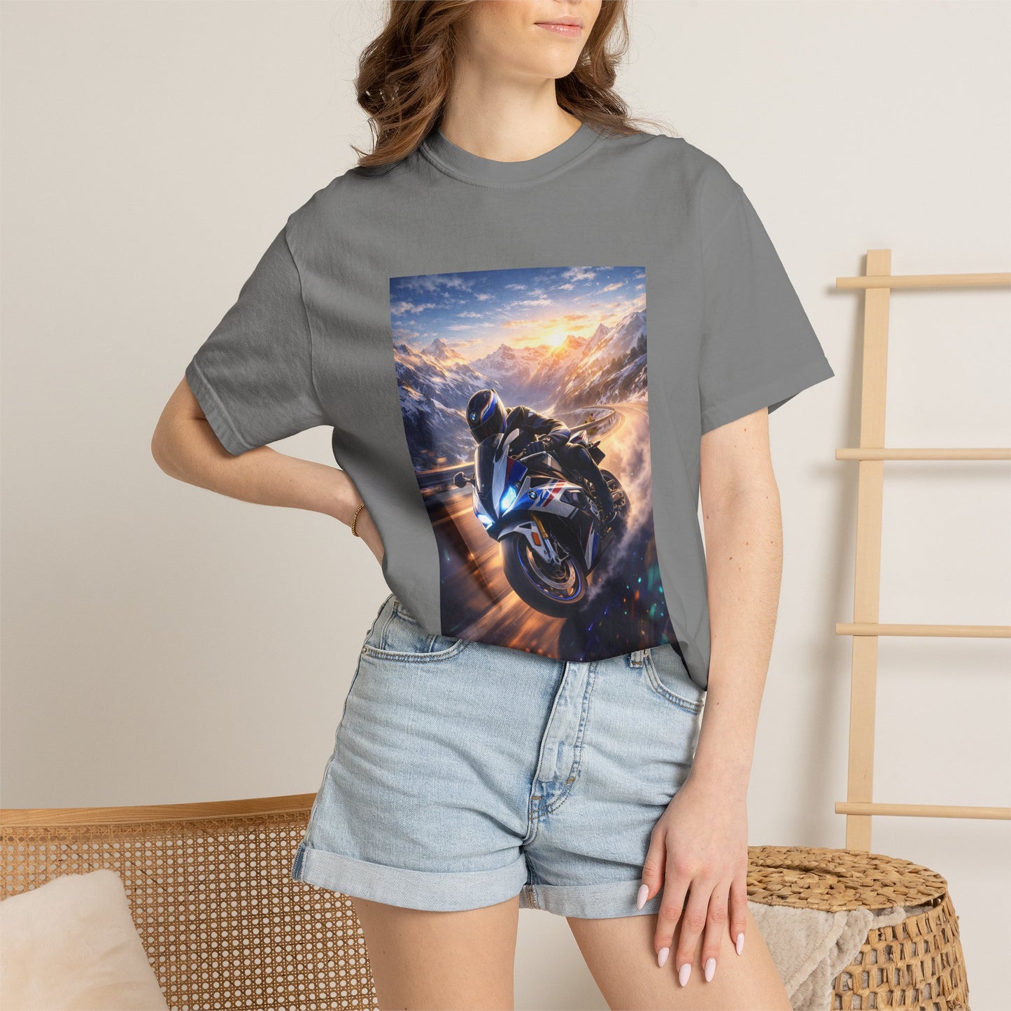BMW S1000RR ALPINE GHOST RIDE - T‑Shirt — Sportbike Skyline Graphic Tee