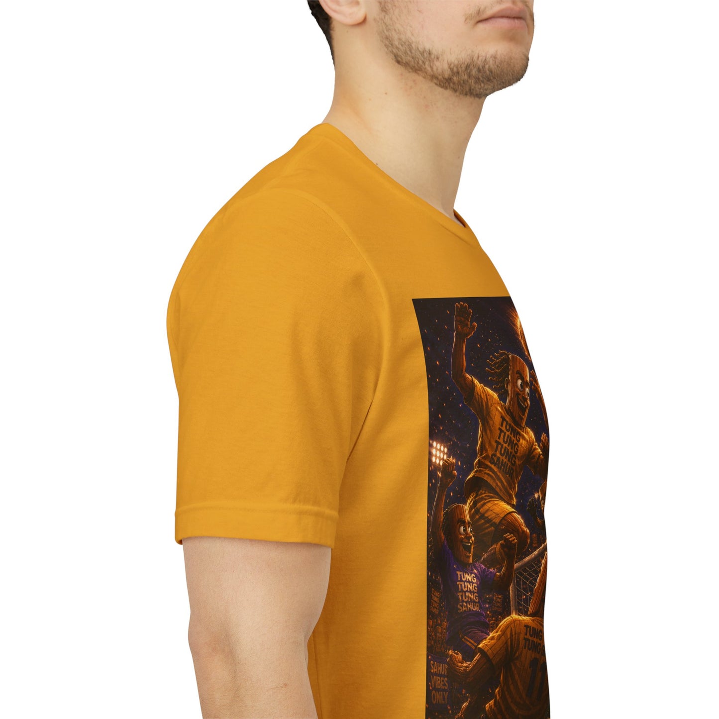 Tung Tung Tung Sahur Header Goal Soccer Action Graphic Tee — Team Court Night Design
