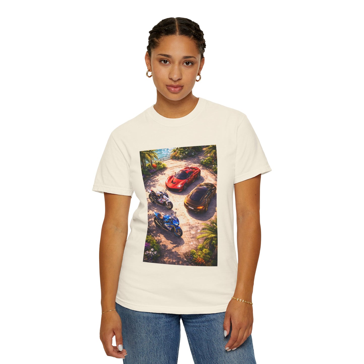 MULTI-VEHICLE - T-Shirt — Tropical Sports Cars & Motorbikes Print