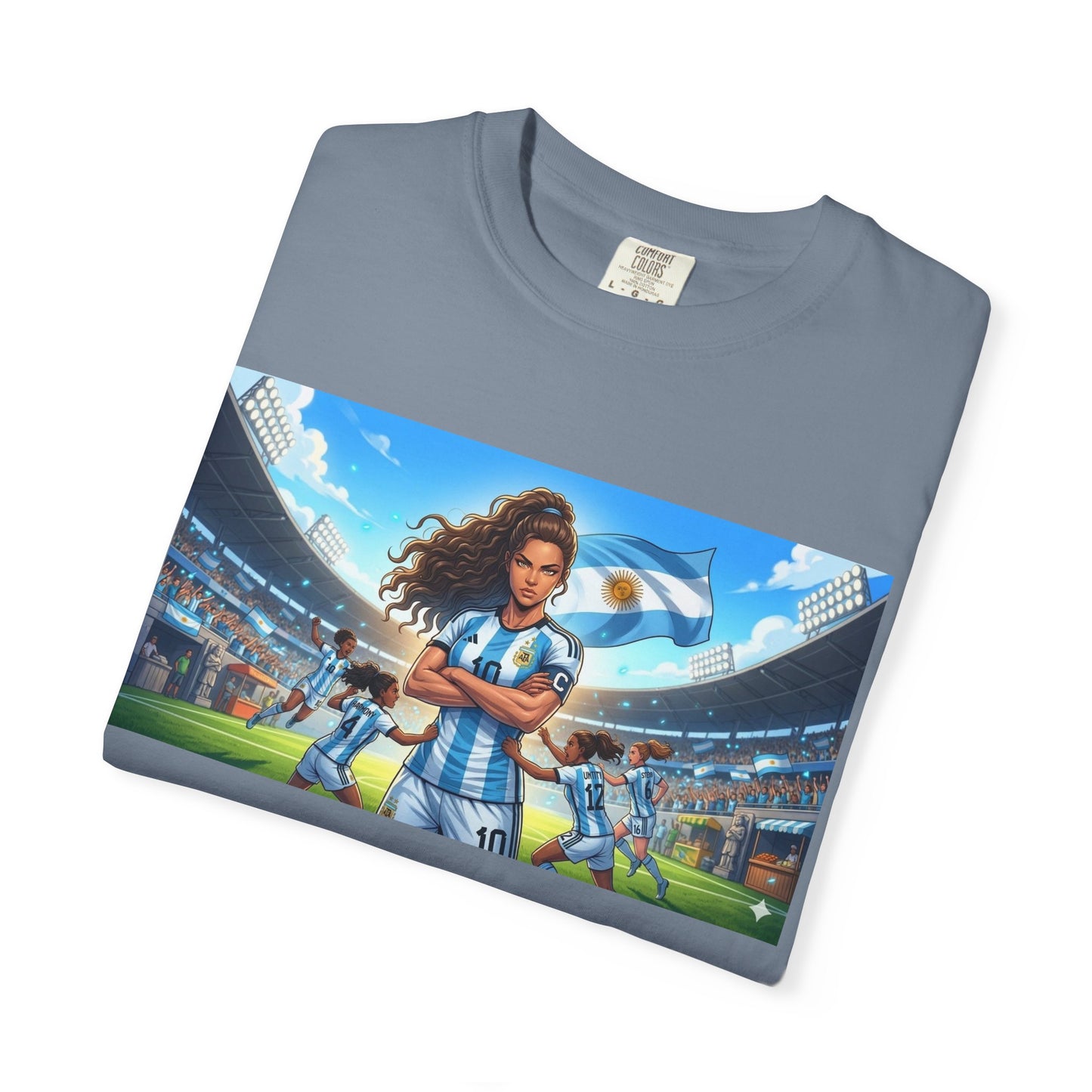 Argentina Soccer Heroine Stadium T-Shirt – Female Soccer Player Graphic Tee