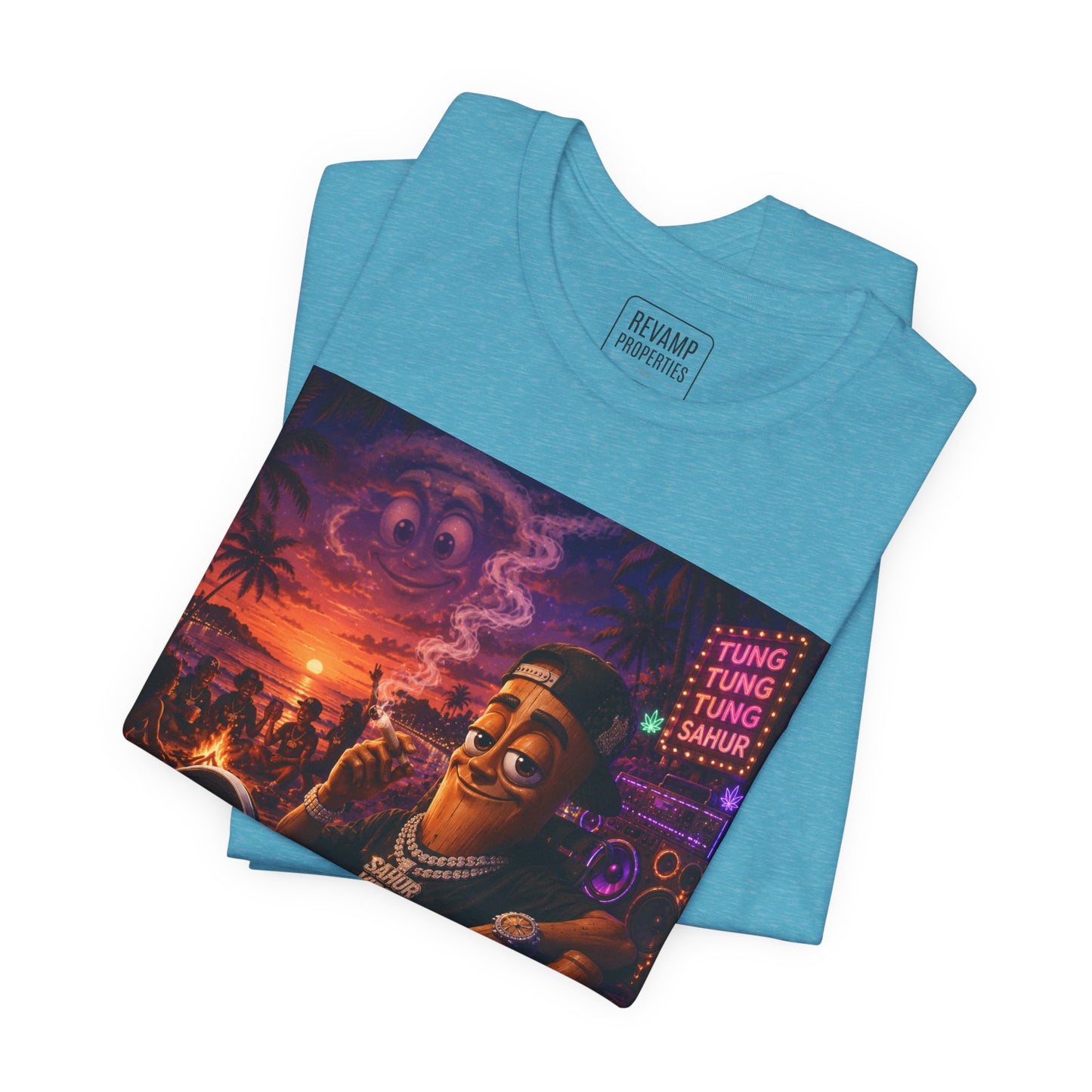 Tung Tung Tung Sahur Laid-Back Nightlife Graphic Tee — "Things Take Time" Urban Cartoon Design