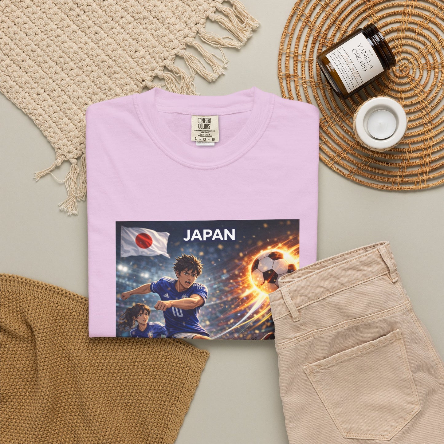 Japan Soccer Team Graphic T‑Shirt — Dynamic Football Players Design