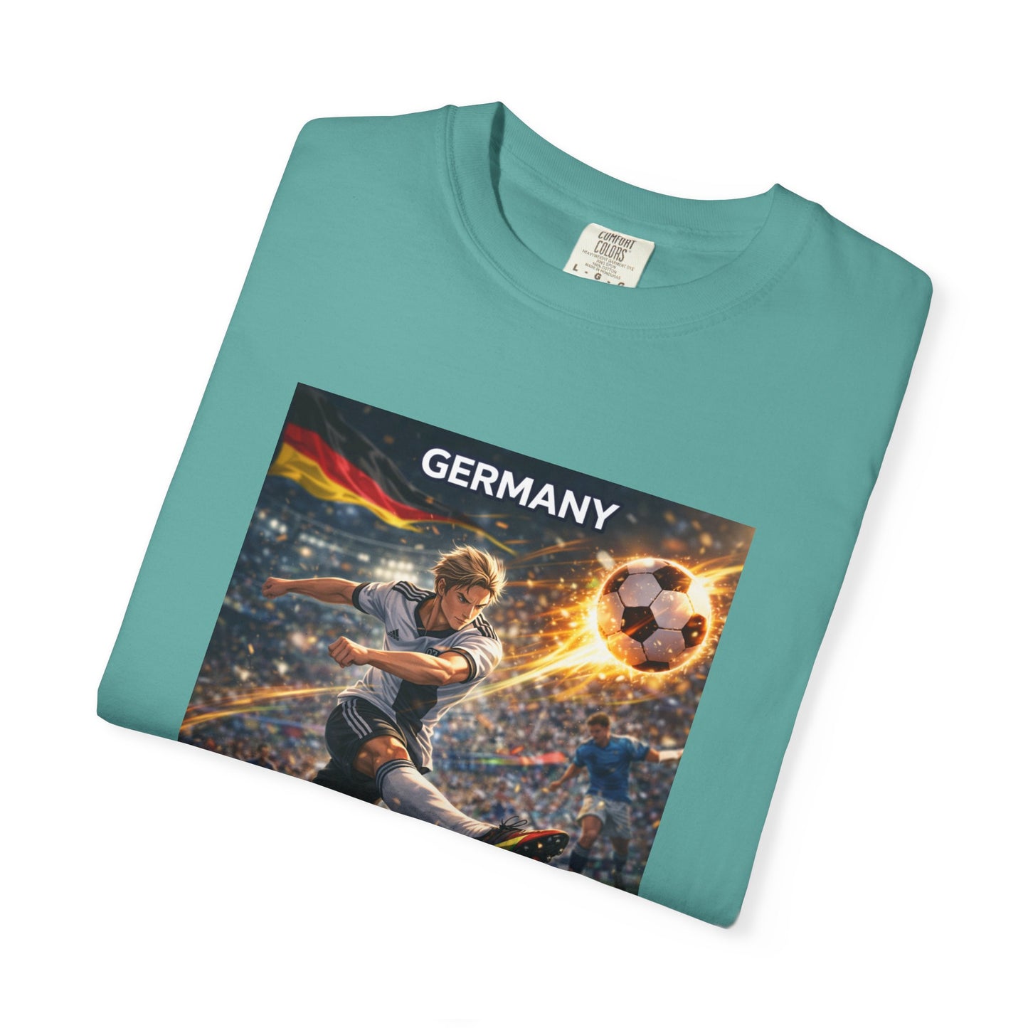 Germany Soccer Player Graphic T-Shirt — Retro Football Stadium Print