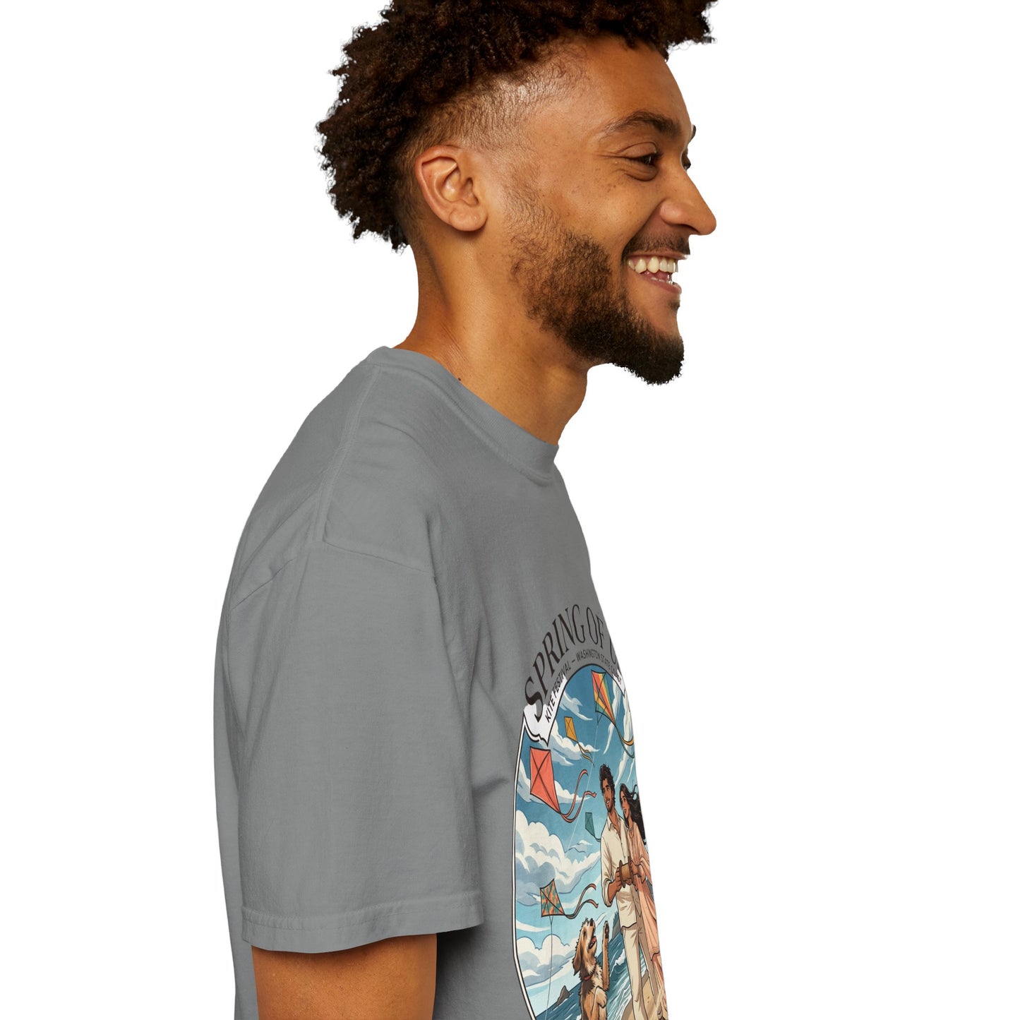 Spring of Us T-Shirt — Romantic Beach Couple Illustration with Dog