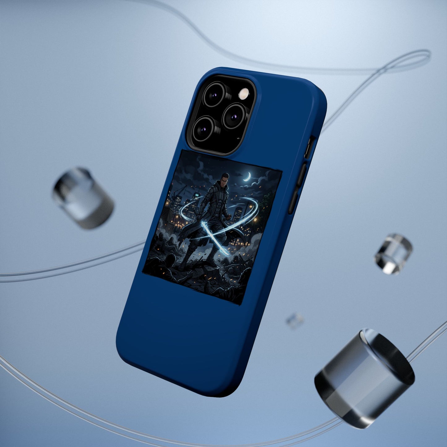 Magnetic Impact-Resistant Phone Case — Night Warrior Sci‑Fi Design