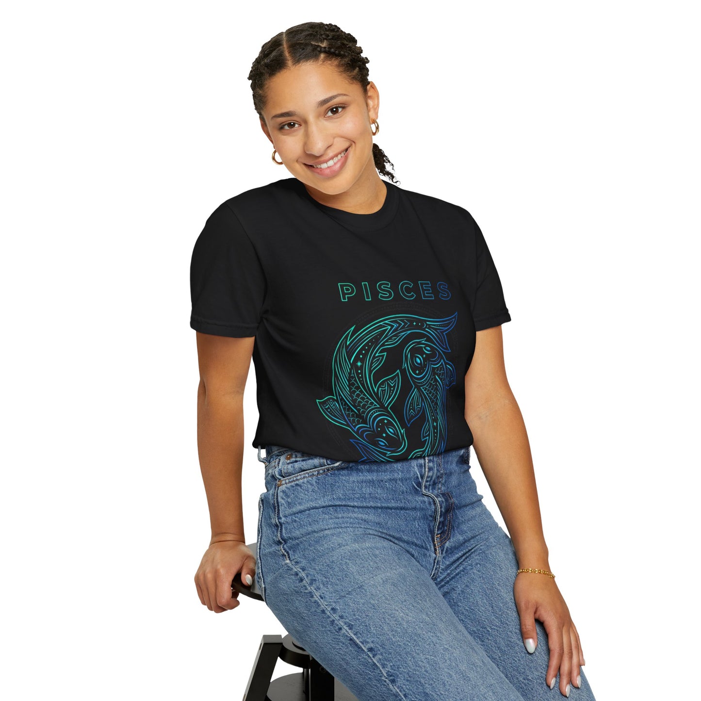 Pisces Zodiac T-Shirt — Artistic Twin Fish Astrology Tee