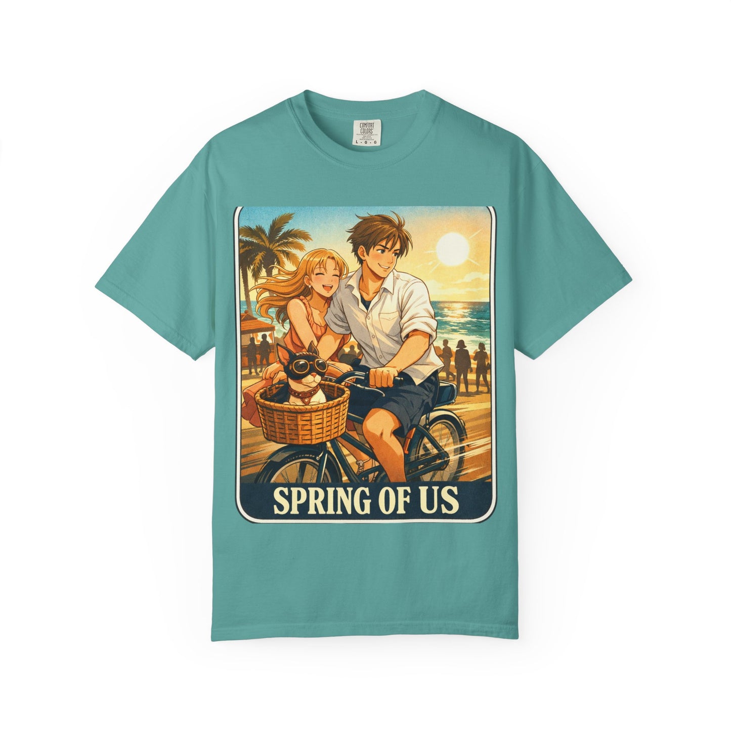 Spring of Us T-Shirt — Vintage Beach Couple Bicycle Design