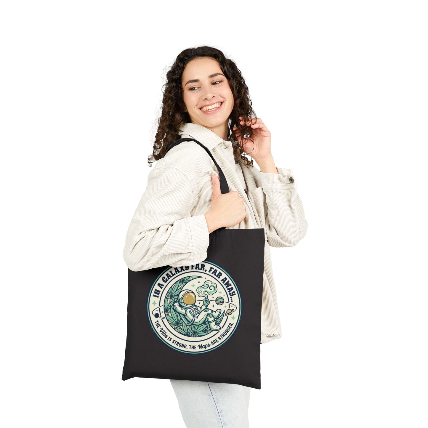 Canvas Tote Bag — 'In a Galaxy Far, Far Away' Cute Astronaut & Plant Illustration