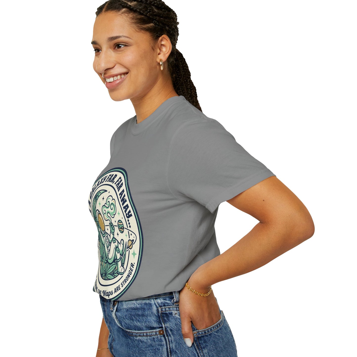 T-Shirt — "In a Galaxy Far, Far Away" Retro Space Nap Graphic Tee