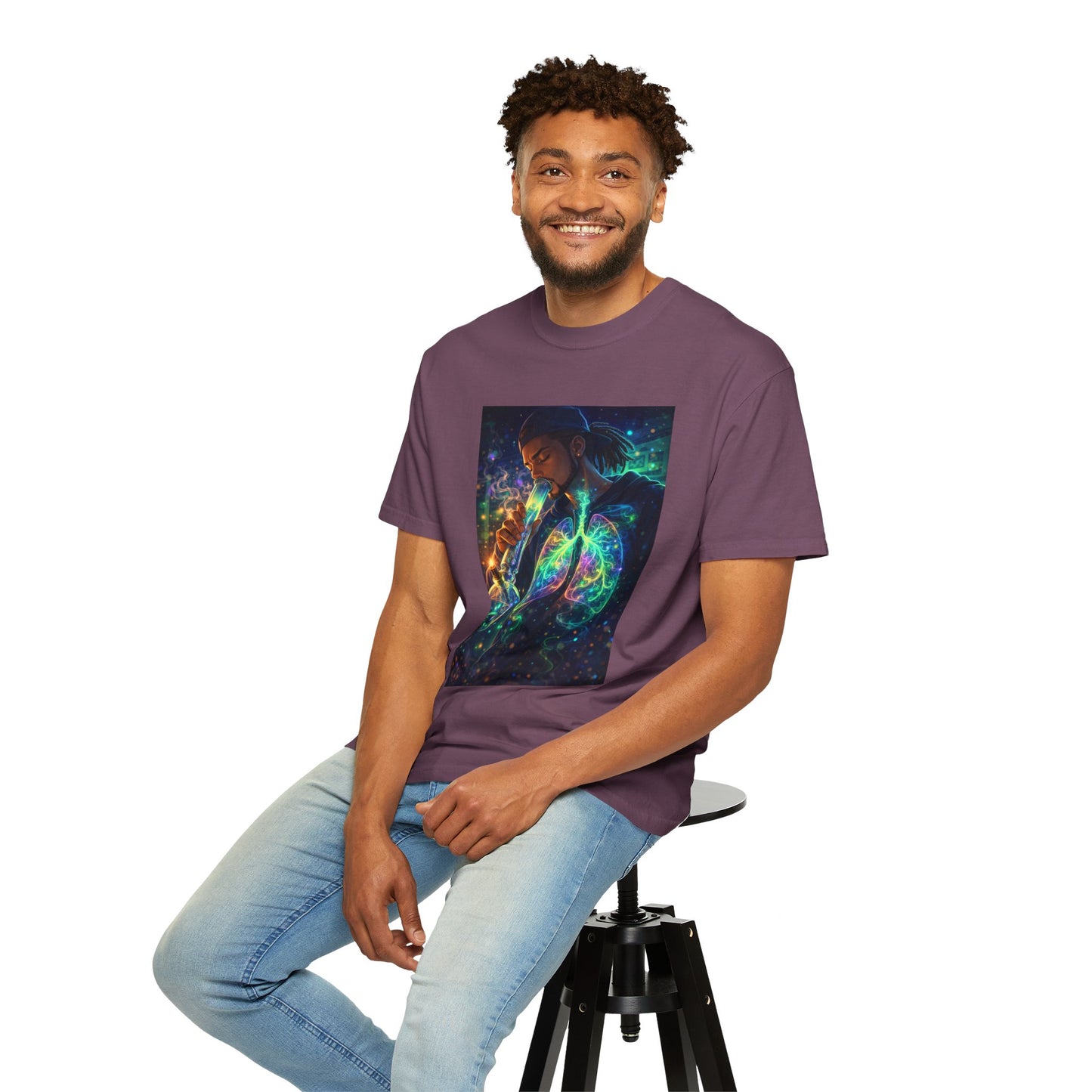 Cosmic Lungs T-Shirt — Neon Anatomical Art Tee