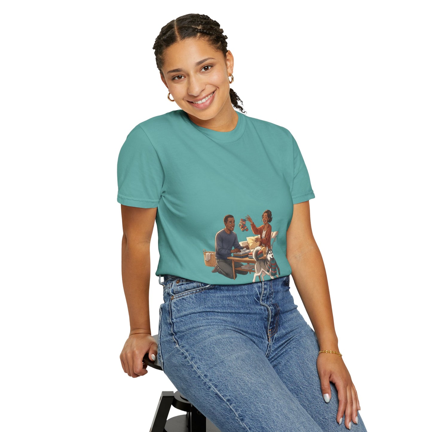 Picnic Cheers T-Shirt — Vintage Couple & Dog Illustration Tee
