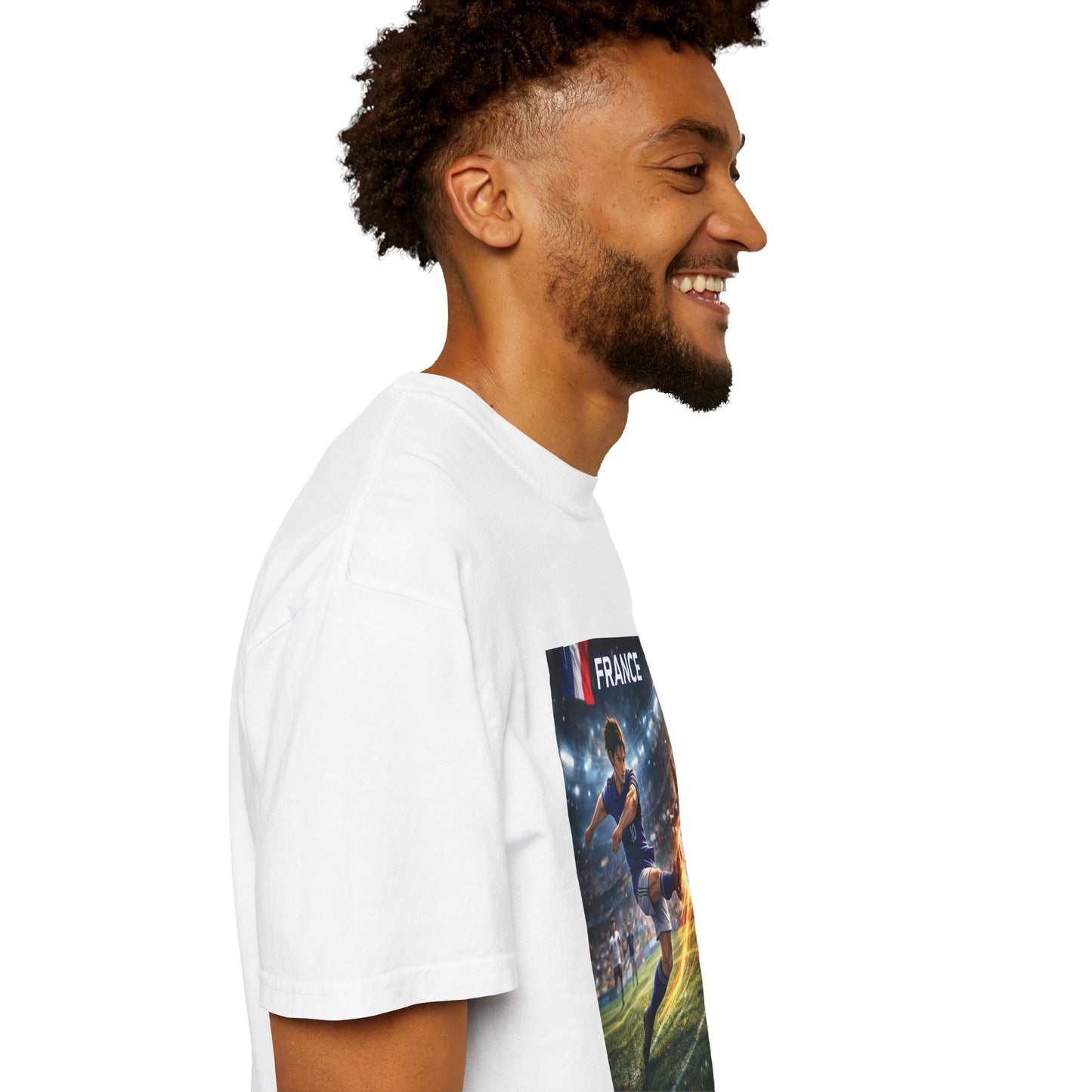 France Soccer Player Graphic T-Shirt — Football Kick Stadium Design