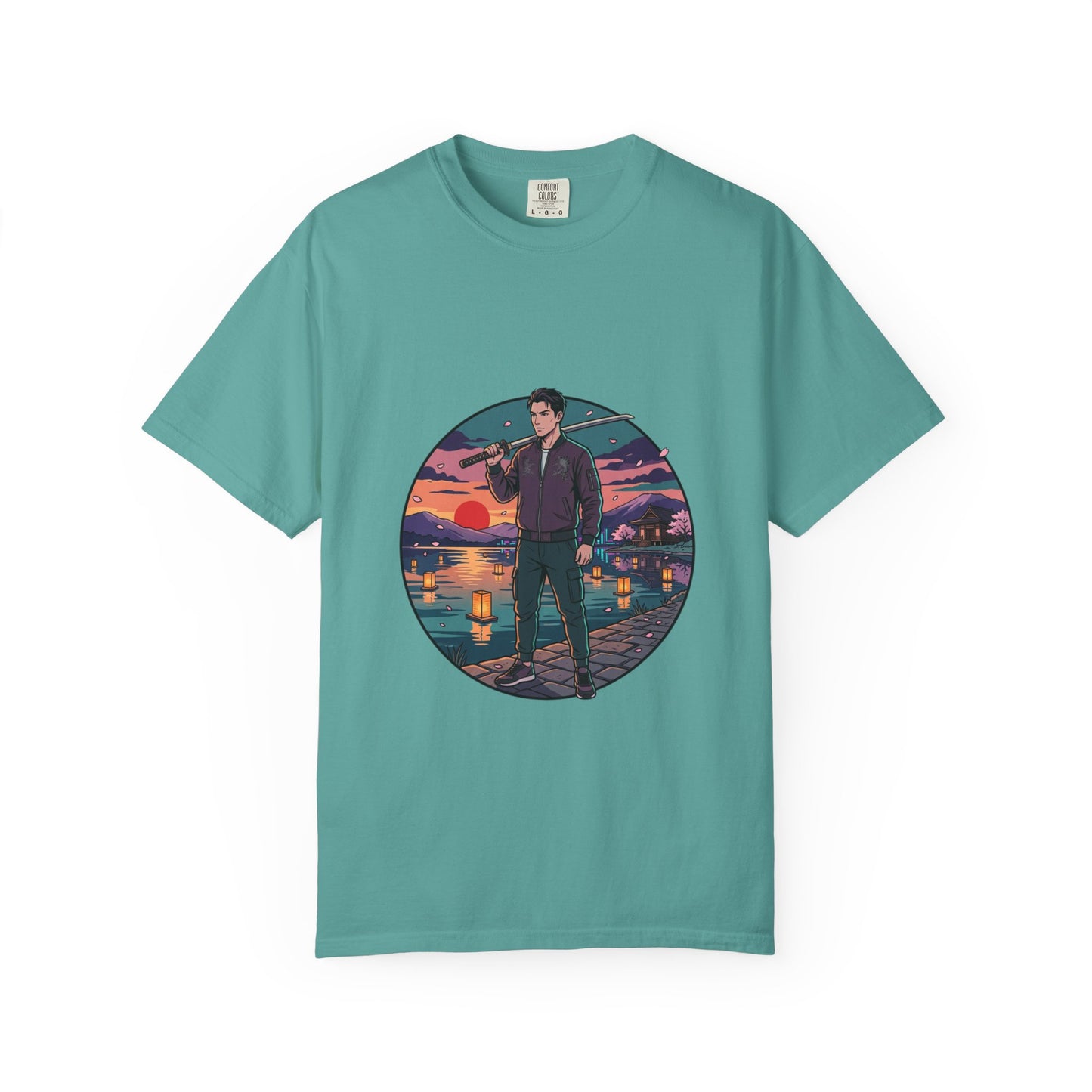 Vintage Night Harbor T-Shirt — Retro Sunset Fisherman Graphic Tee