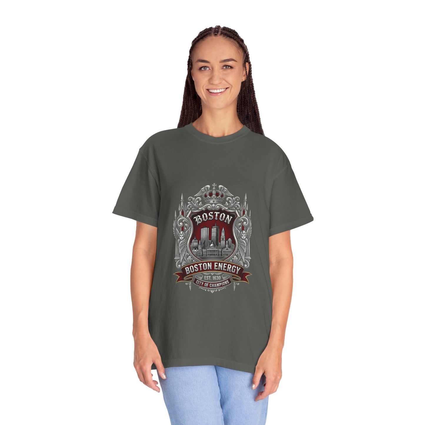 Boston Energy Vintage Crest T-Shirt — Retro City Skyline Tee