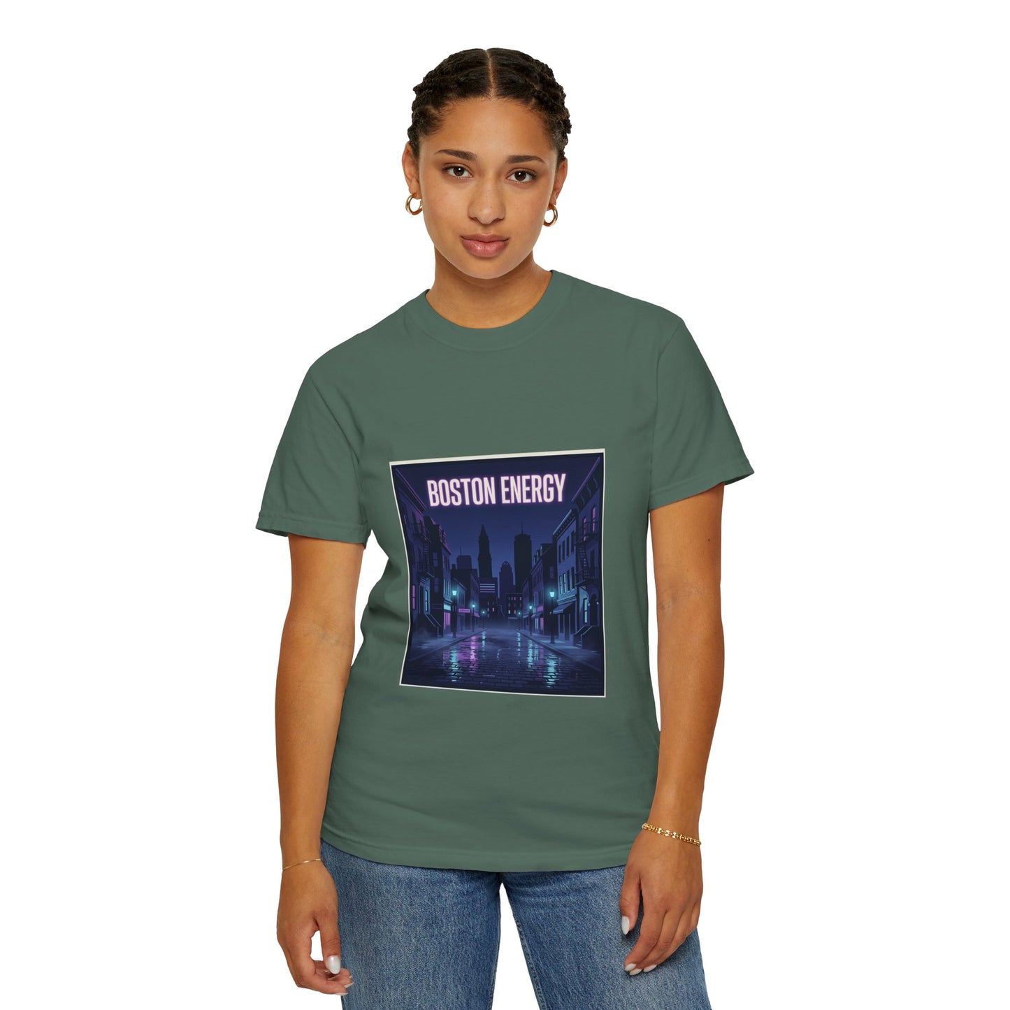 Boston Energy T-Shirt — Neon Cityscape Graphic Tee