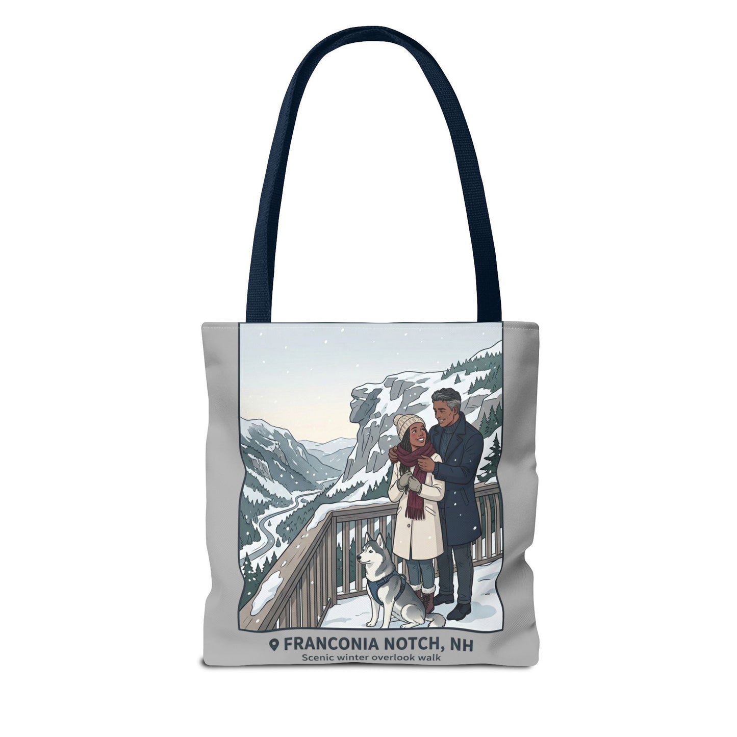 Franconia Notch Winter Couple Tote Bag — Scenic New Hampshire Snowy Overlook Tote