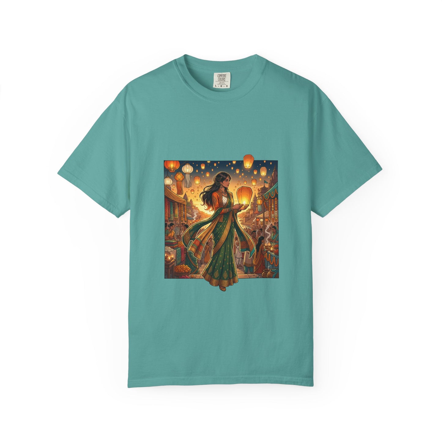 Diwali Lantern Festival T-Shirt — Indian Dancer with Floating Sky Lanterns