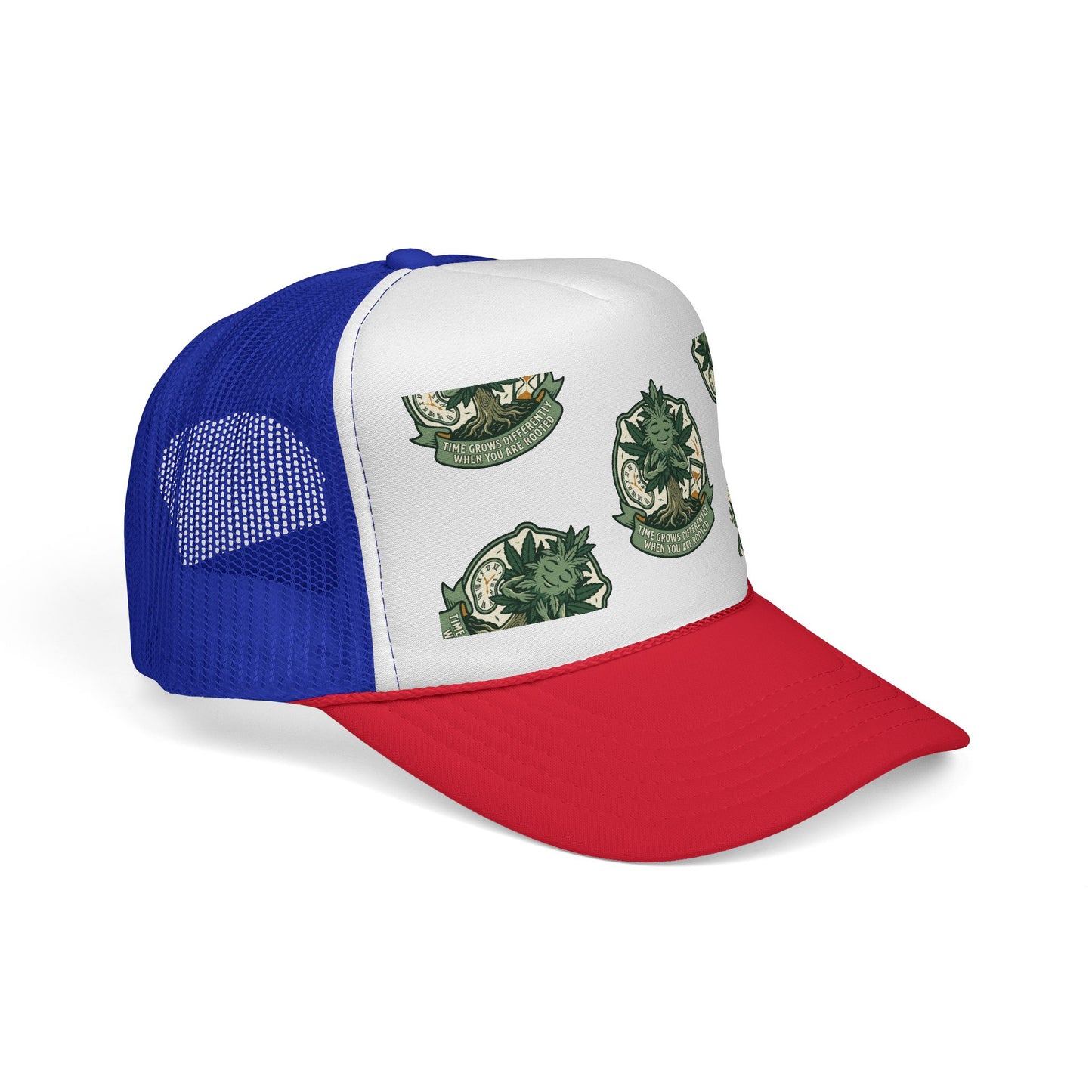 Trucker Cap — Green Botanical Crest Pattern