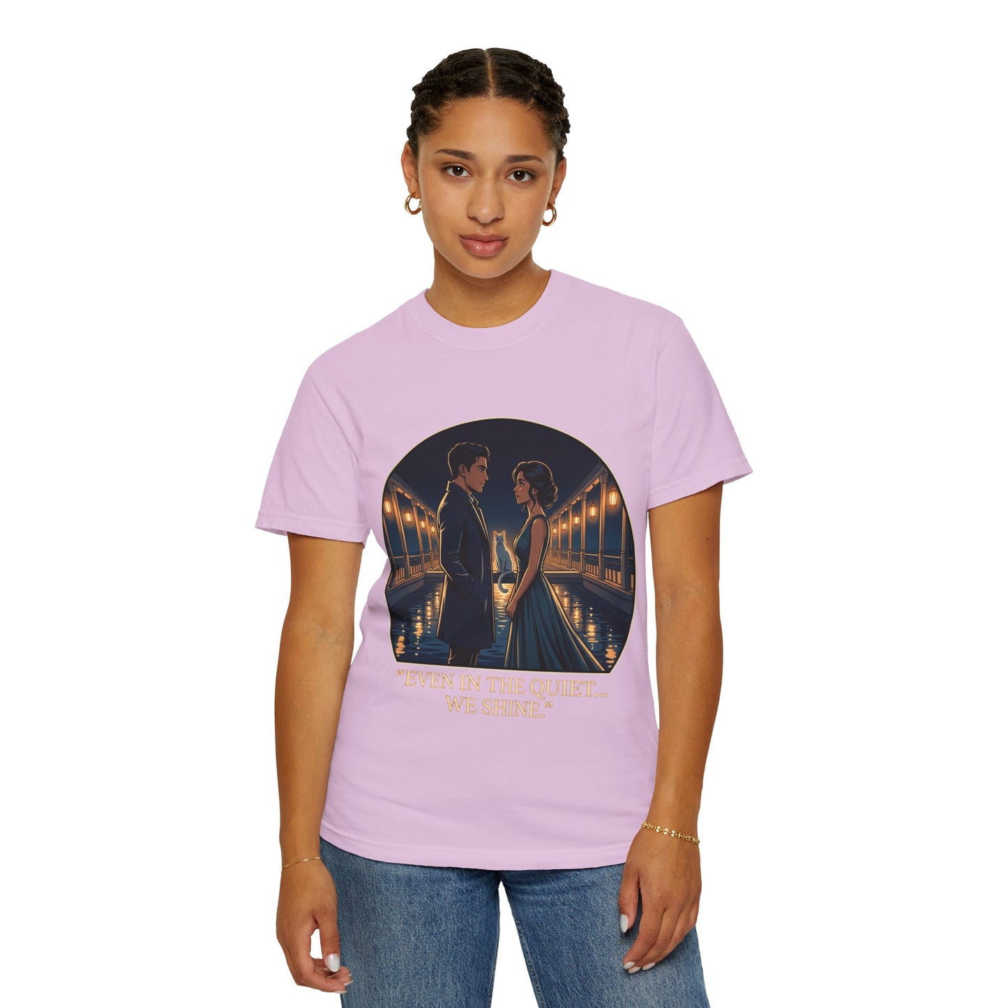 Romantic Night Stroll T-Shirt — "Even in the Quiet... We Shine" Graphic Tee