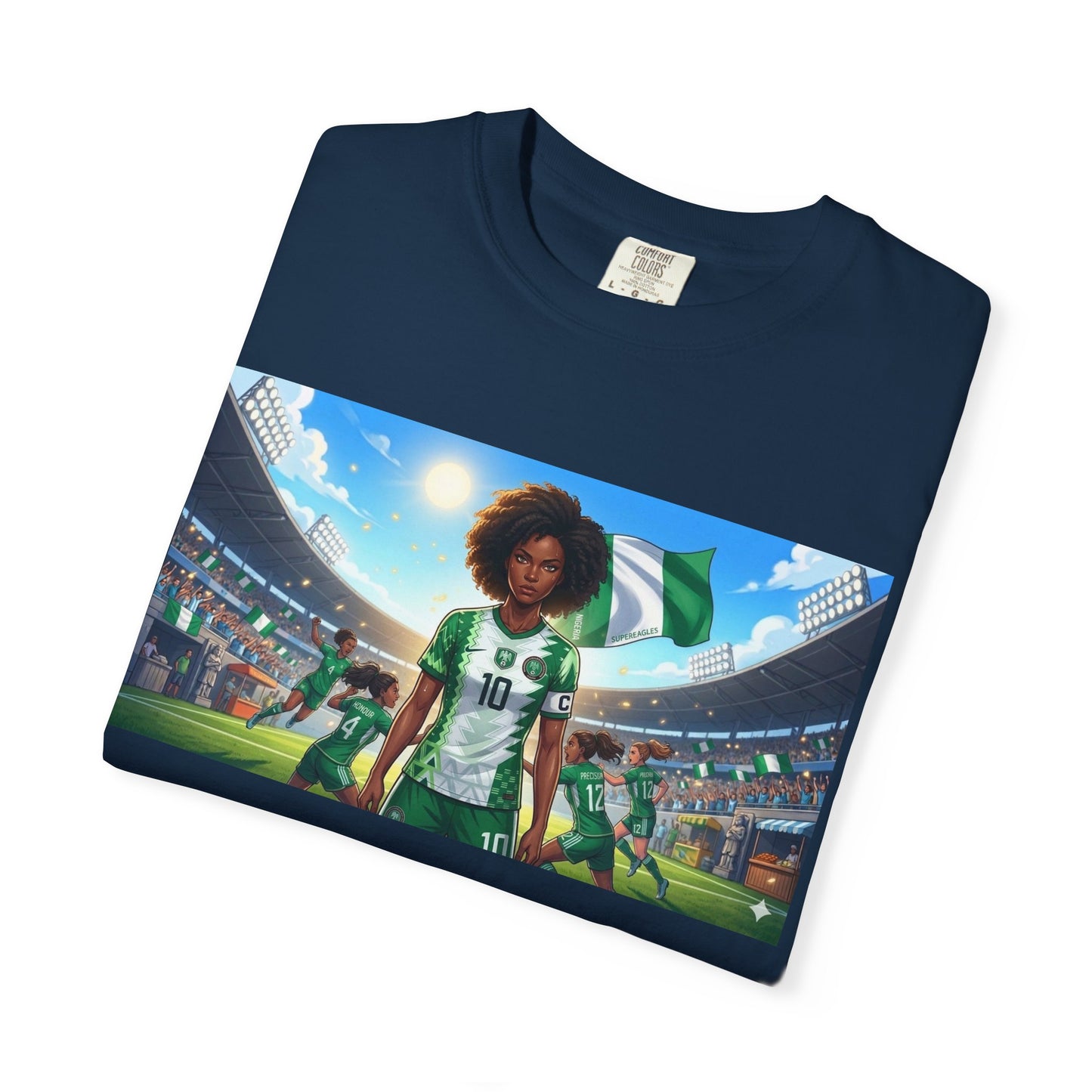 Commander- Female- Nigerian Soccer Player Stadium  - T-shirt - Graphic Tee
