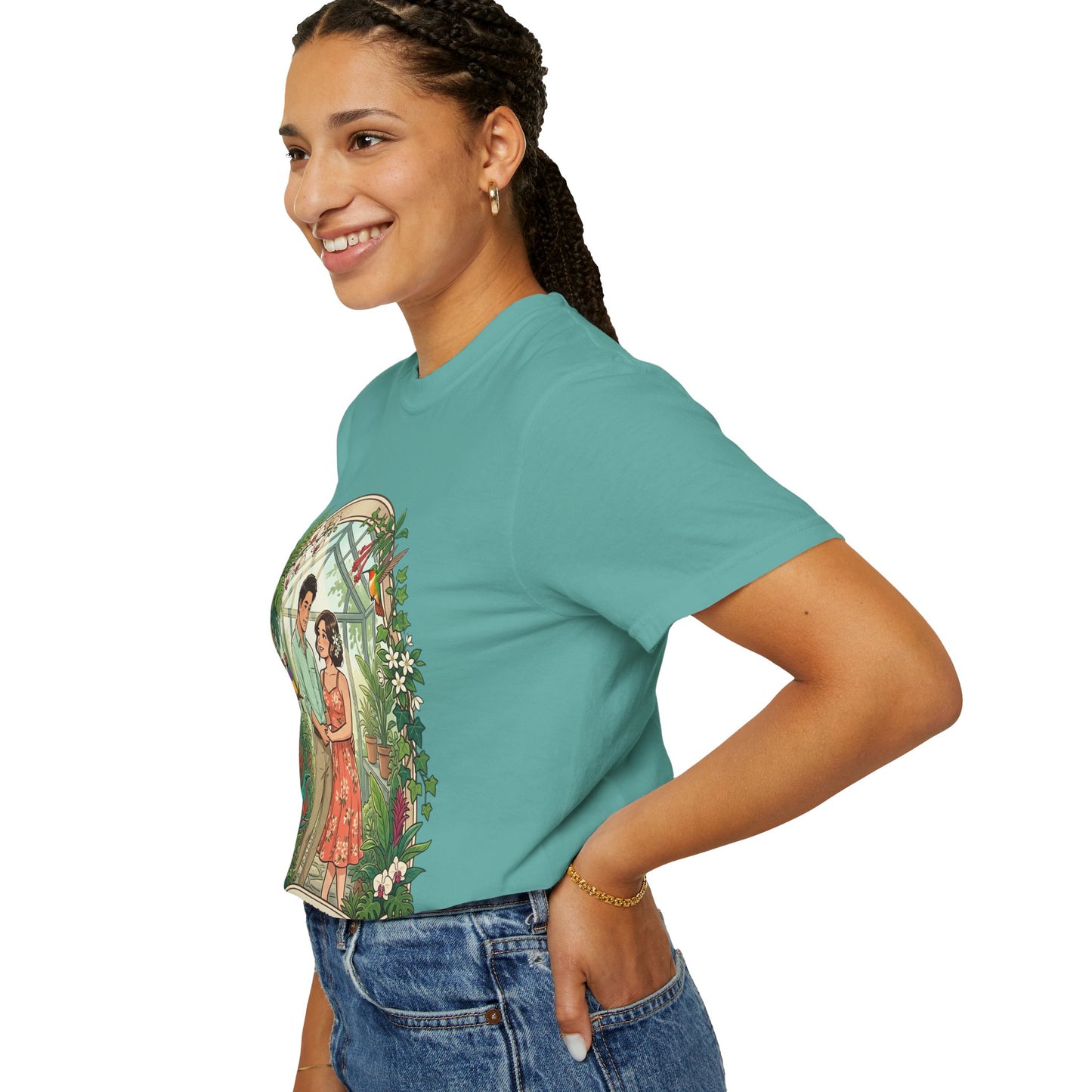 Romantic Greenhouse Couples T-Shirt — “Love Grows Where We Nurture It”