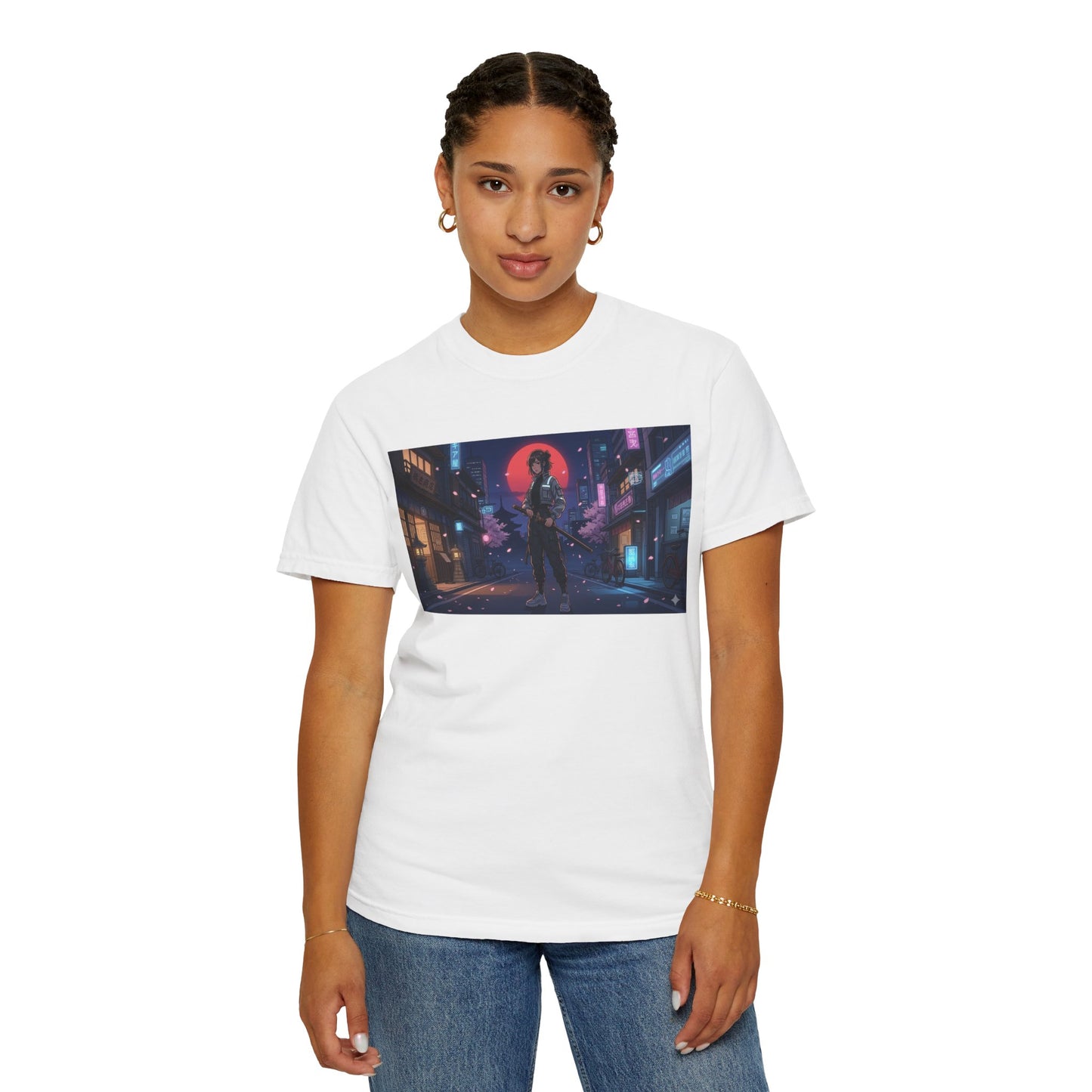 Cyberpunk Samurai T-Shirt — Neon Night Street Art Tee