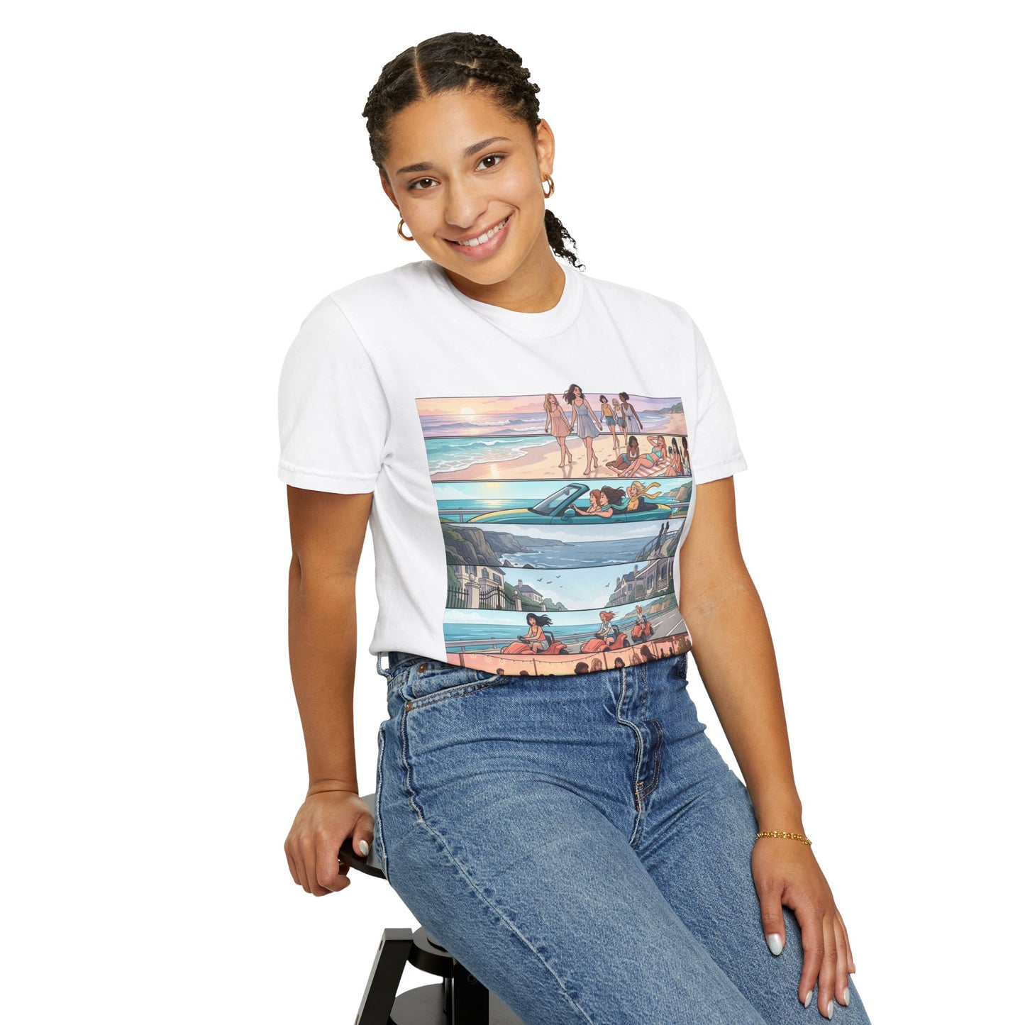 Beach Day Comic Panel T-Shirt — 'Meet Me Where the Waves' Graphic Tee