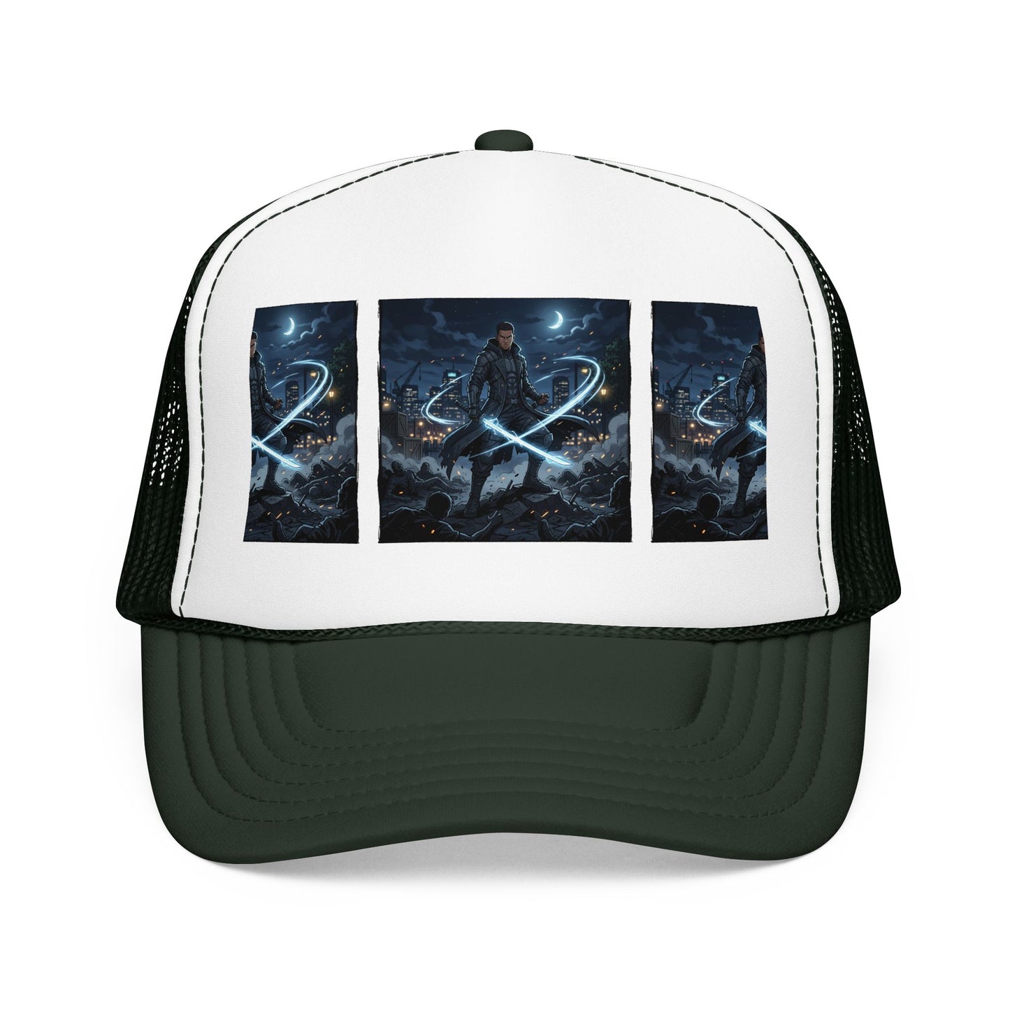 Trucker Hat — Neon Samurai Triptych Foam Trucker Cap