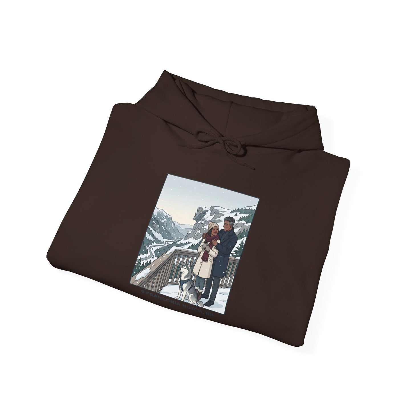 Winter Couple Photo Hoodie — Vintage Alps Travel Graphic Sweatshirt