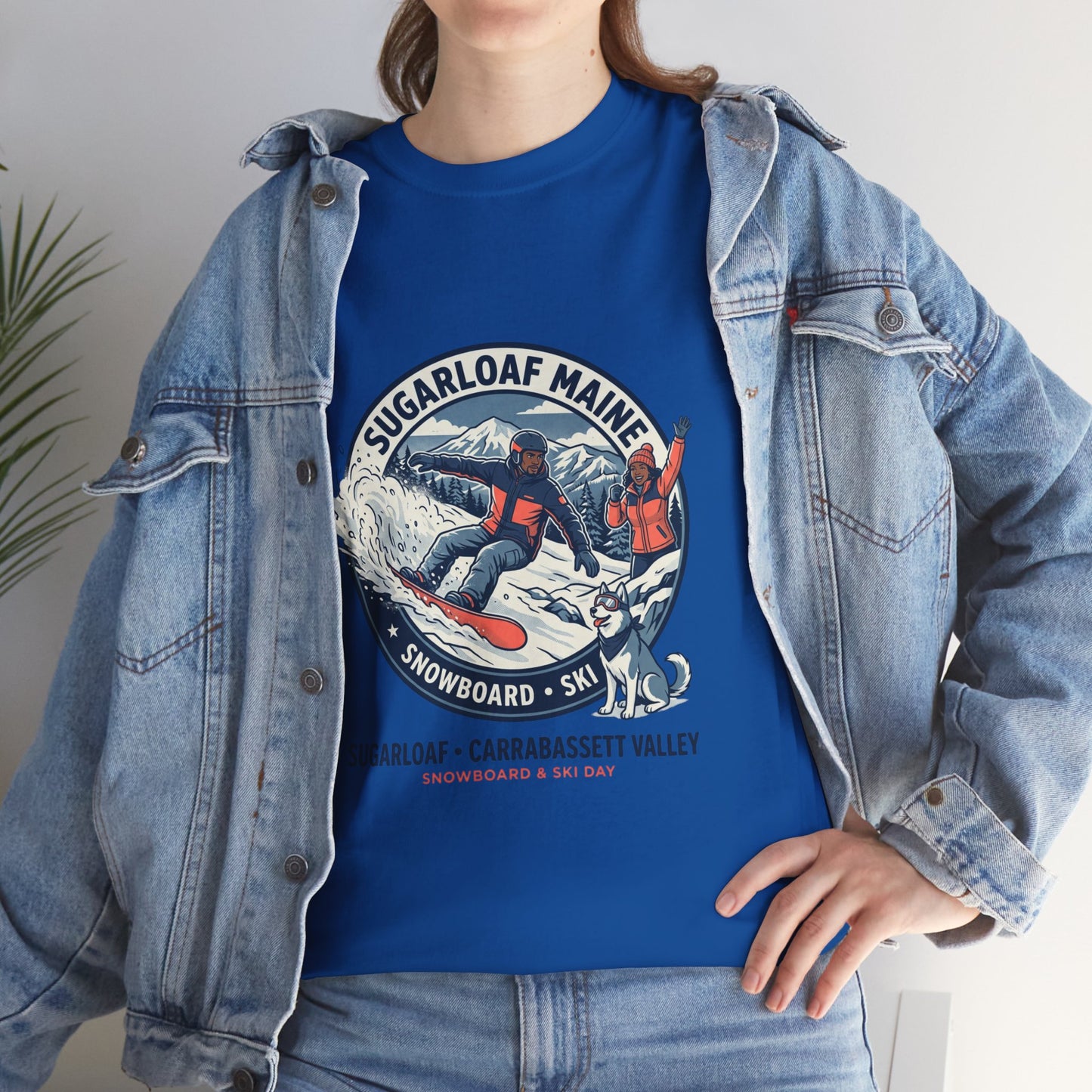 Sugarloaf Maine Snowboard & Ski T‑Shirt — Sugarloaf‑Carrabassett Valley Retro Graphic Tee