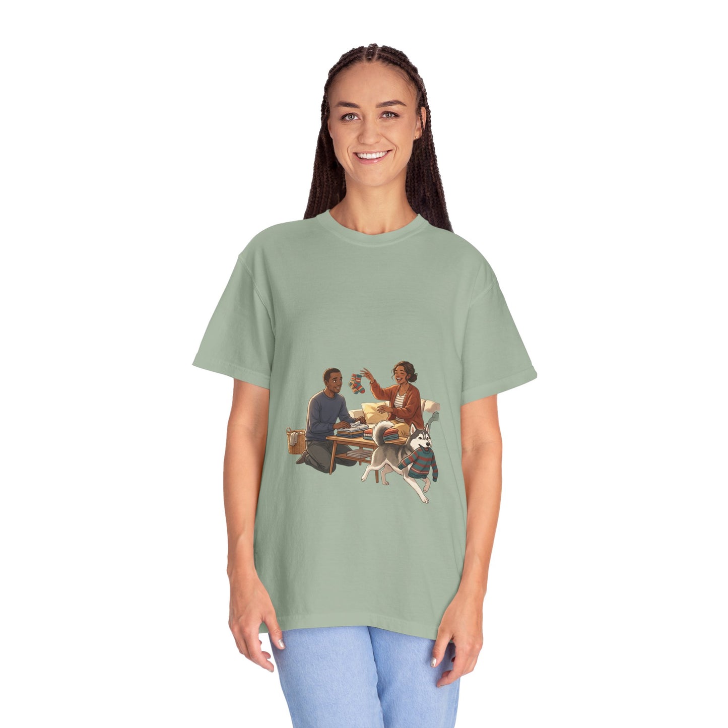 Picnic Cheers T-Shirt — Vintage Couple & Dog Illustration Tee