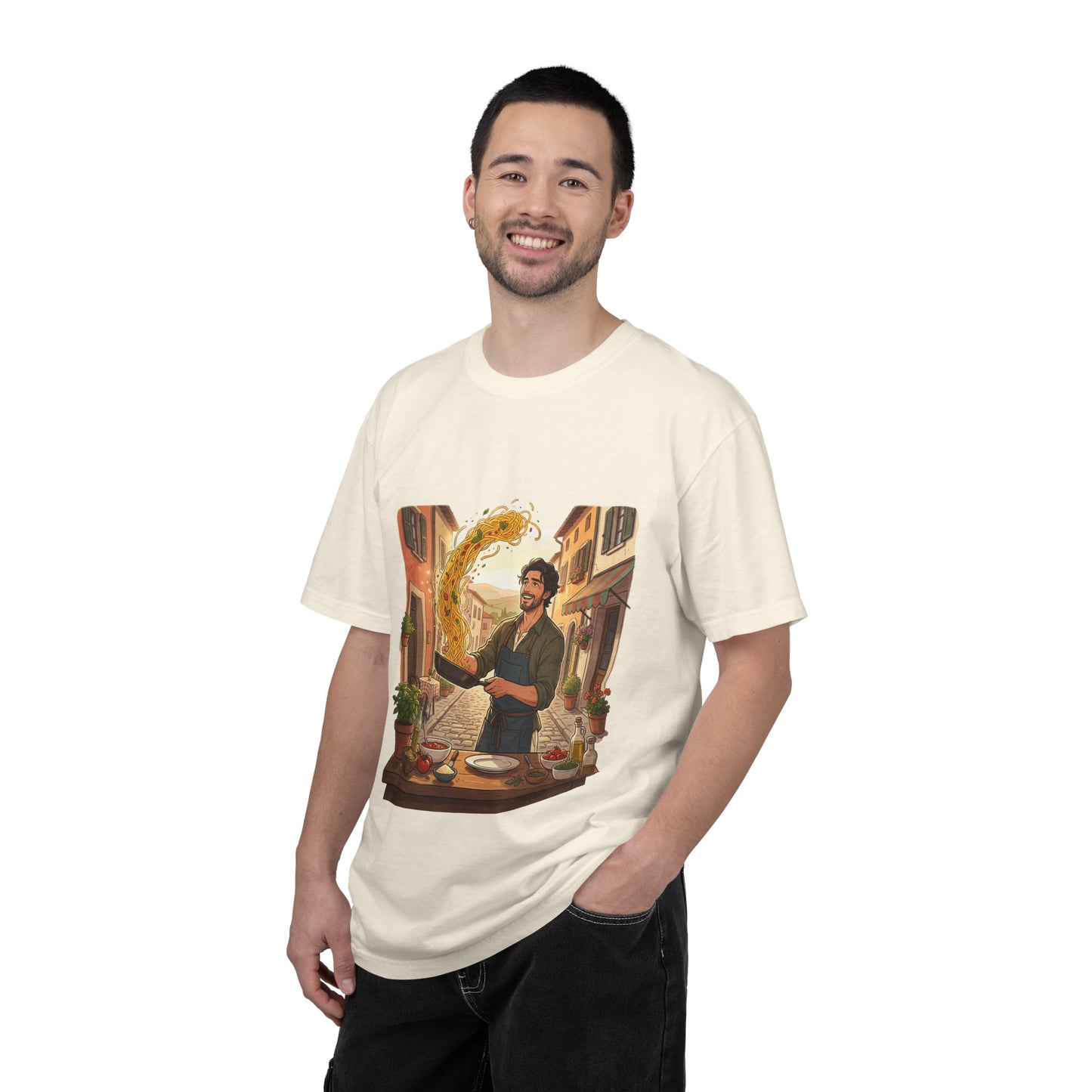 Italian Chef Pasta Toss T-Shirt — Vintage Street Kitchen Cooking Graphic Tee