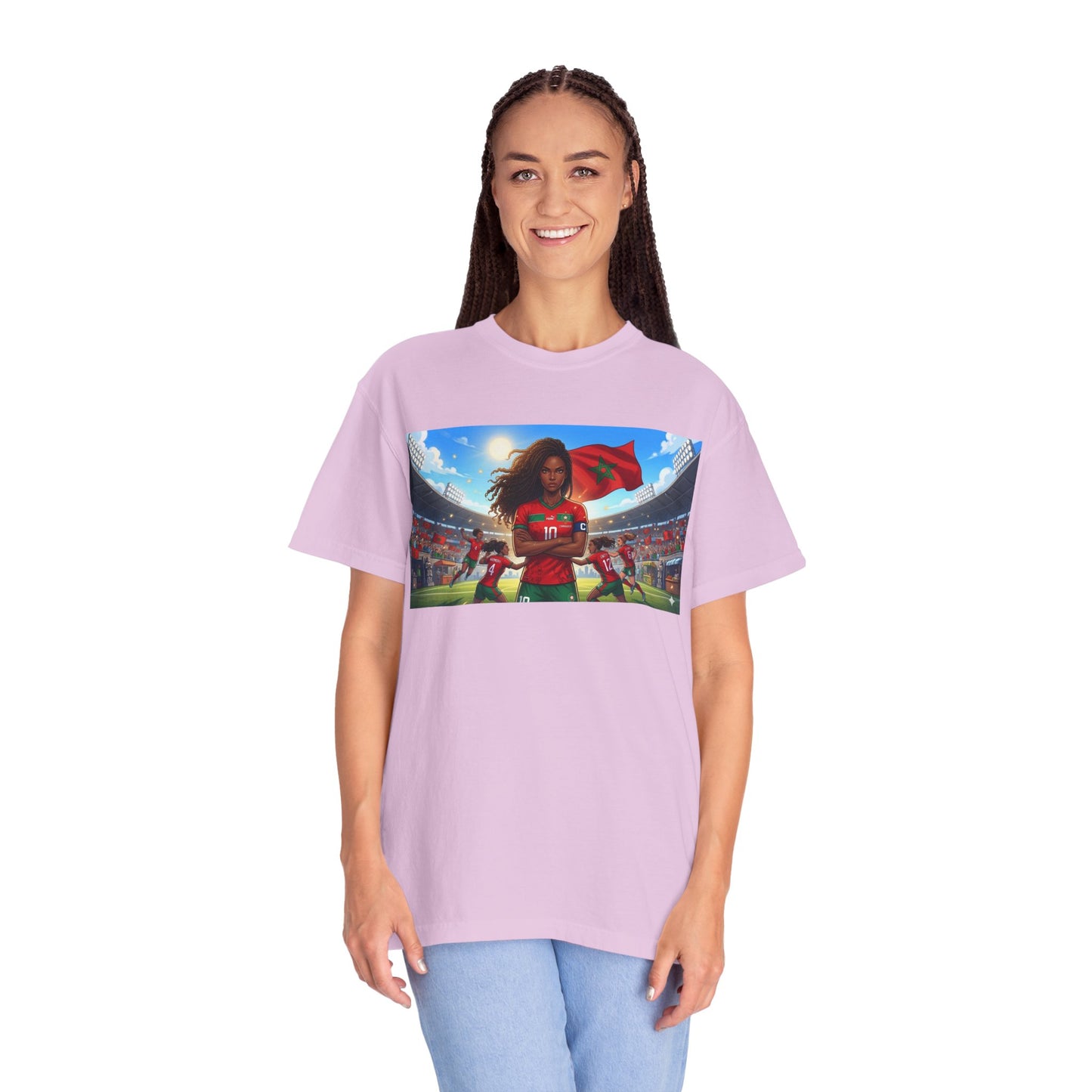 Morocco Soccer Champion Graphic T-Shirt — Inspiring Women’s Football Stadium Design