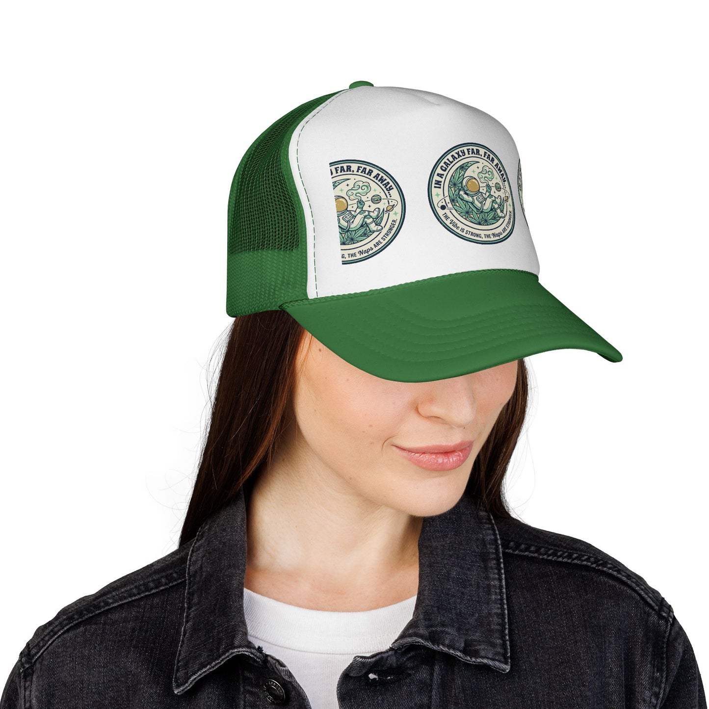 Trucker Cap — Vintage Celestial Patch Design (‘Far, Far, Far Away’ Space Badge)