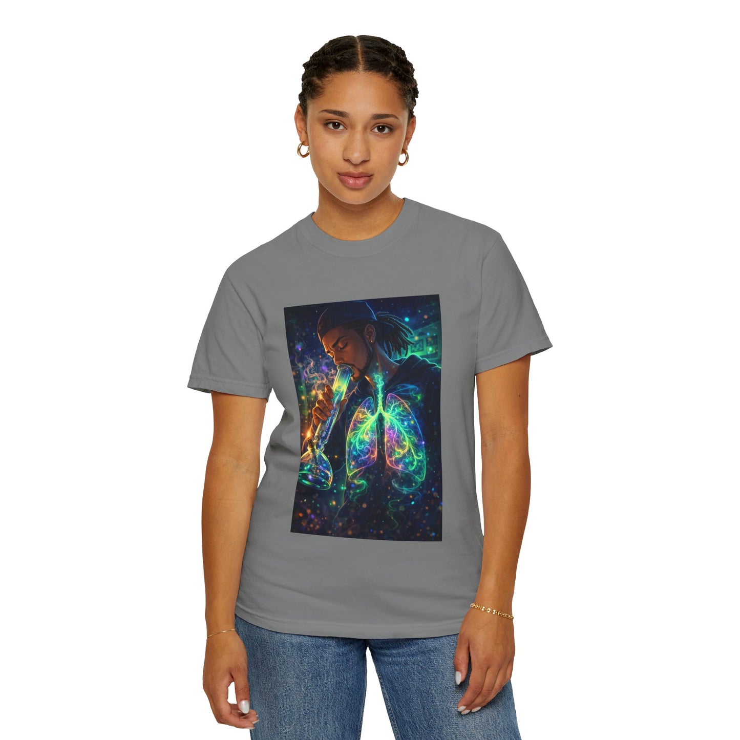 Cosmic Lungs T-Shirt — Neon Anatomical Art Tee