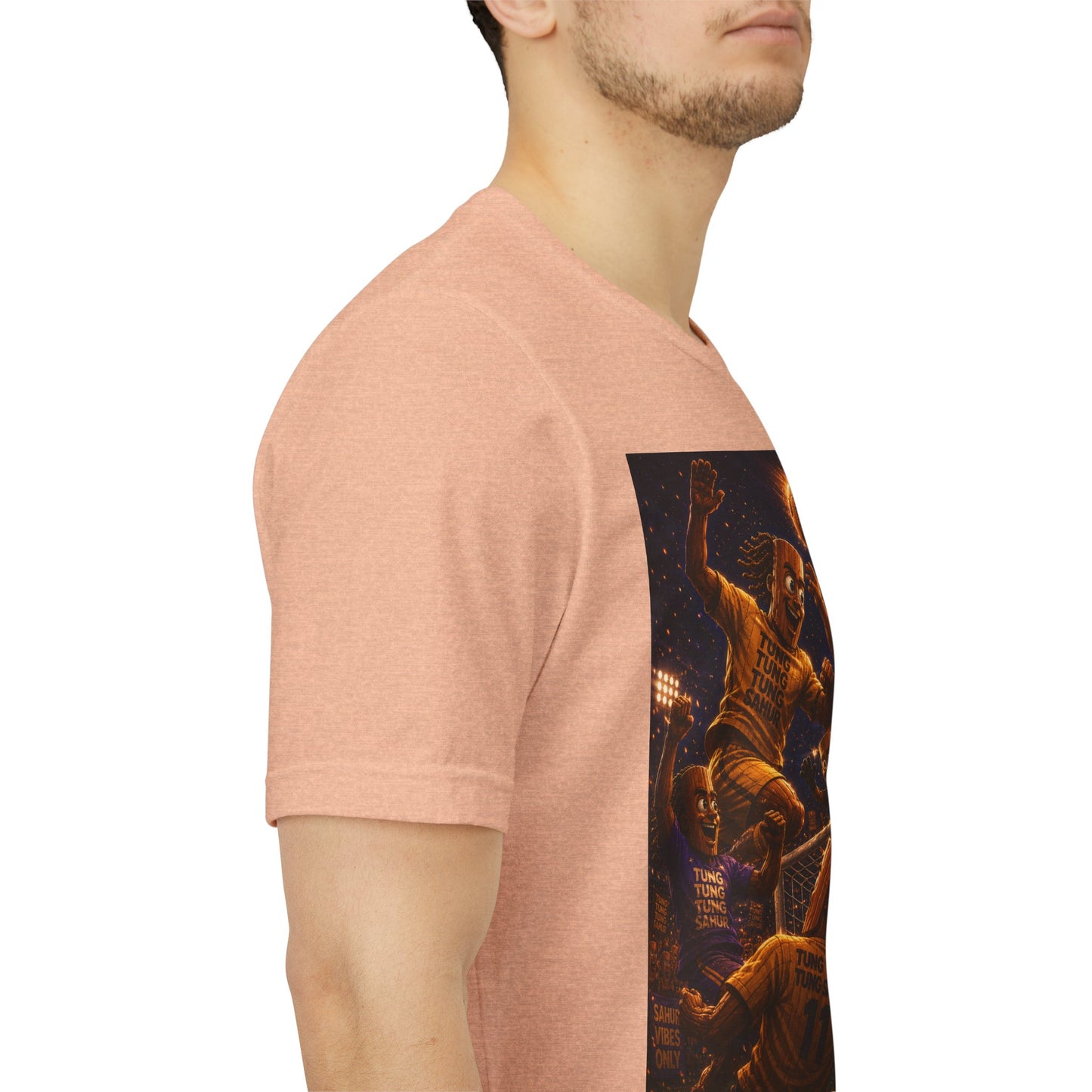 Tung Tung Tung Sahur Header Goal Soccer Action Graphic Tee — Team Court Night Design